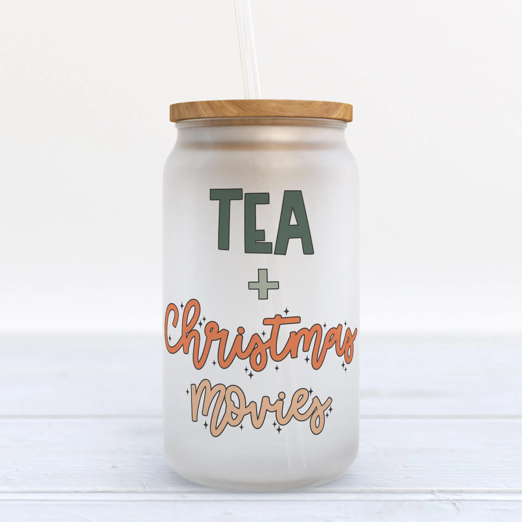 Tea And Christmas Movies Christmas Frosted Glass Can Tumbler