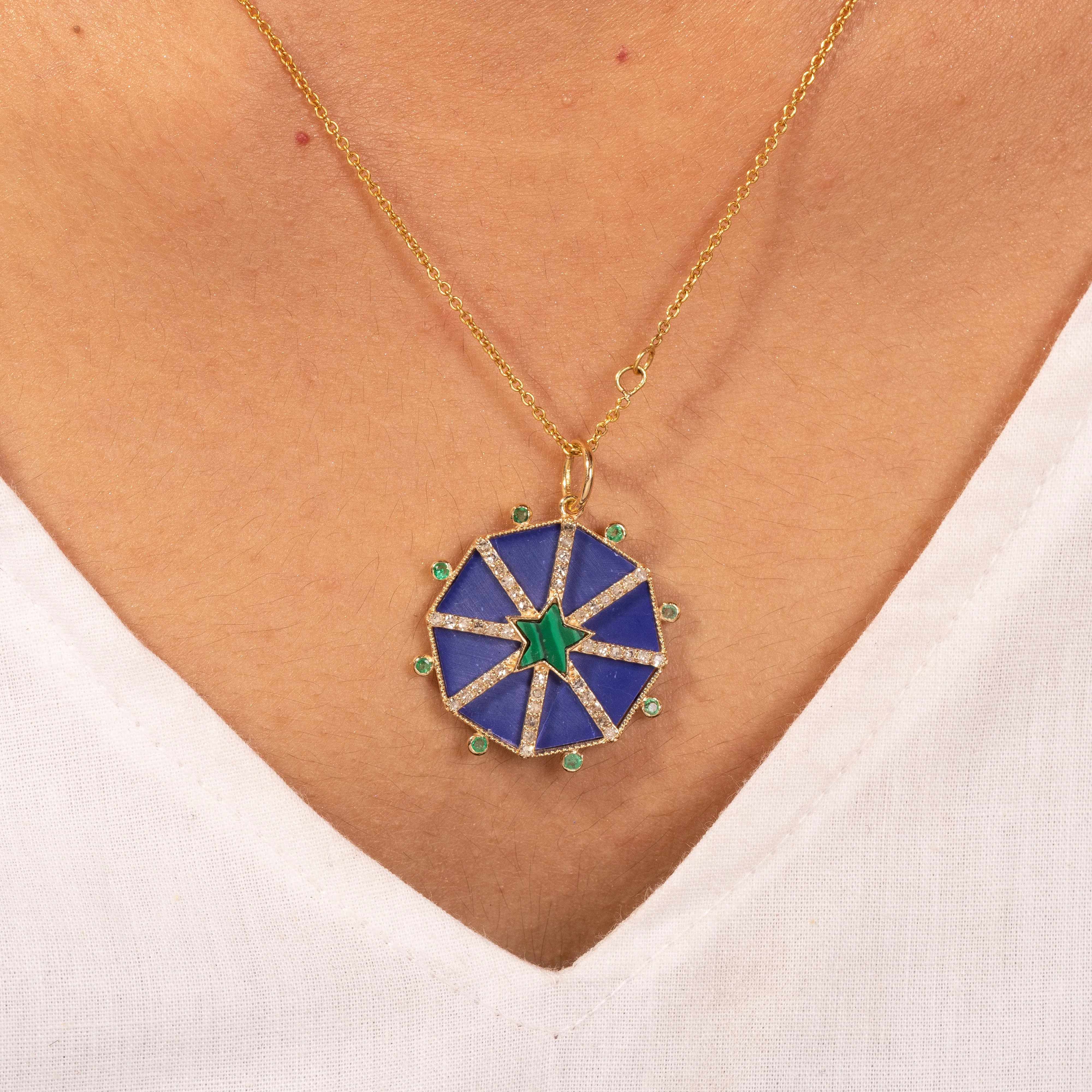 The Blue Heaven Lapis Malachite Star Pendant