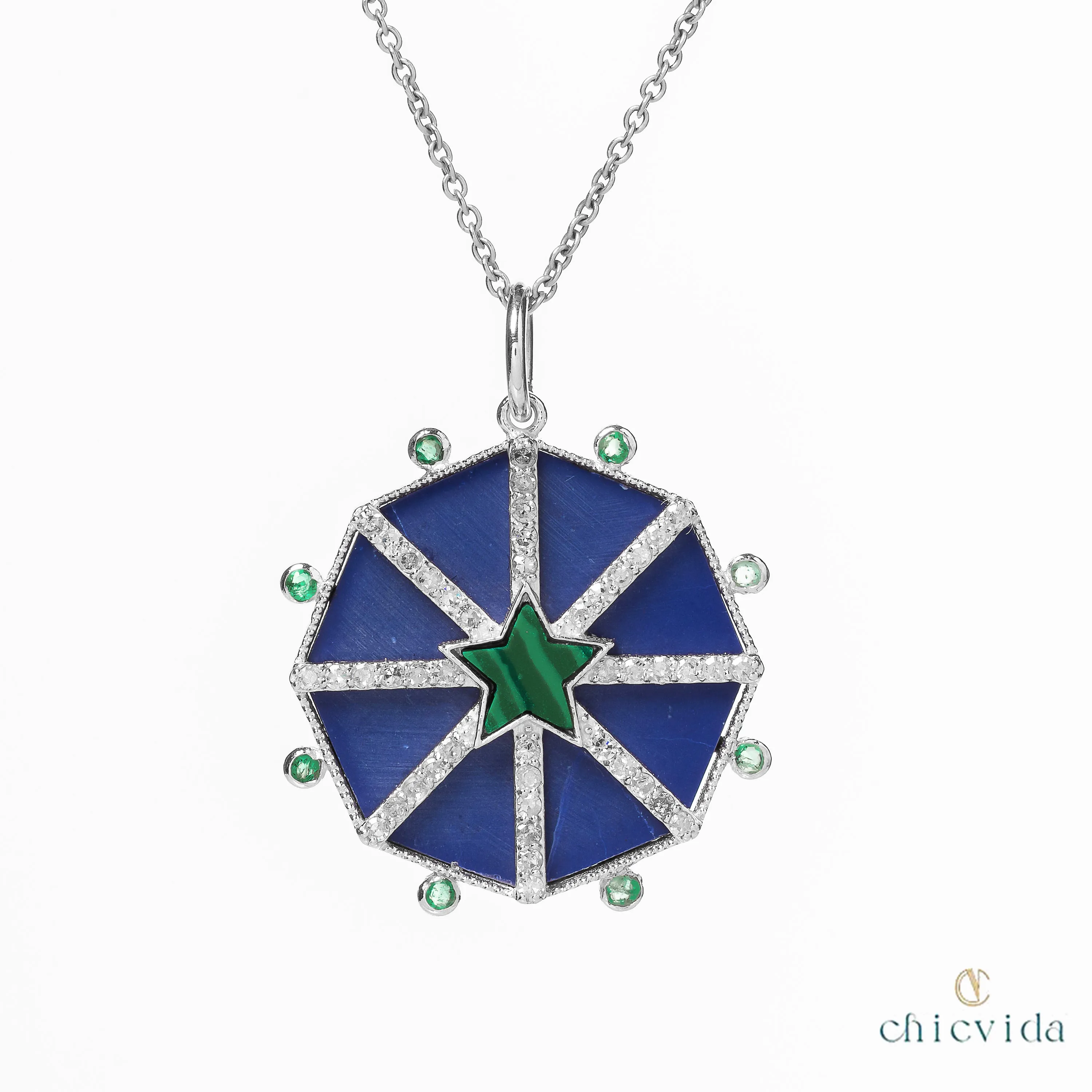 The Blue Heaven Lapis Malachite Star Pendant