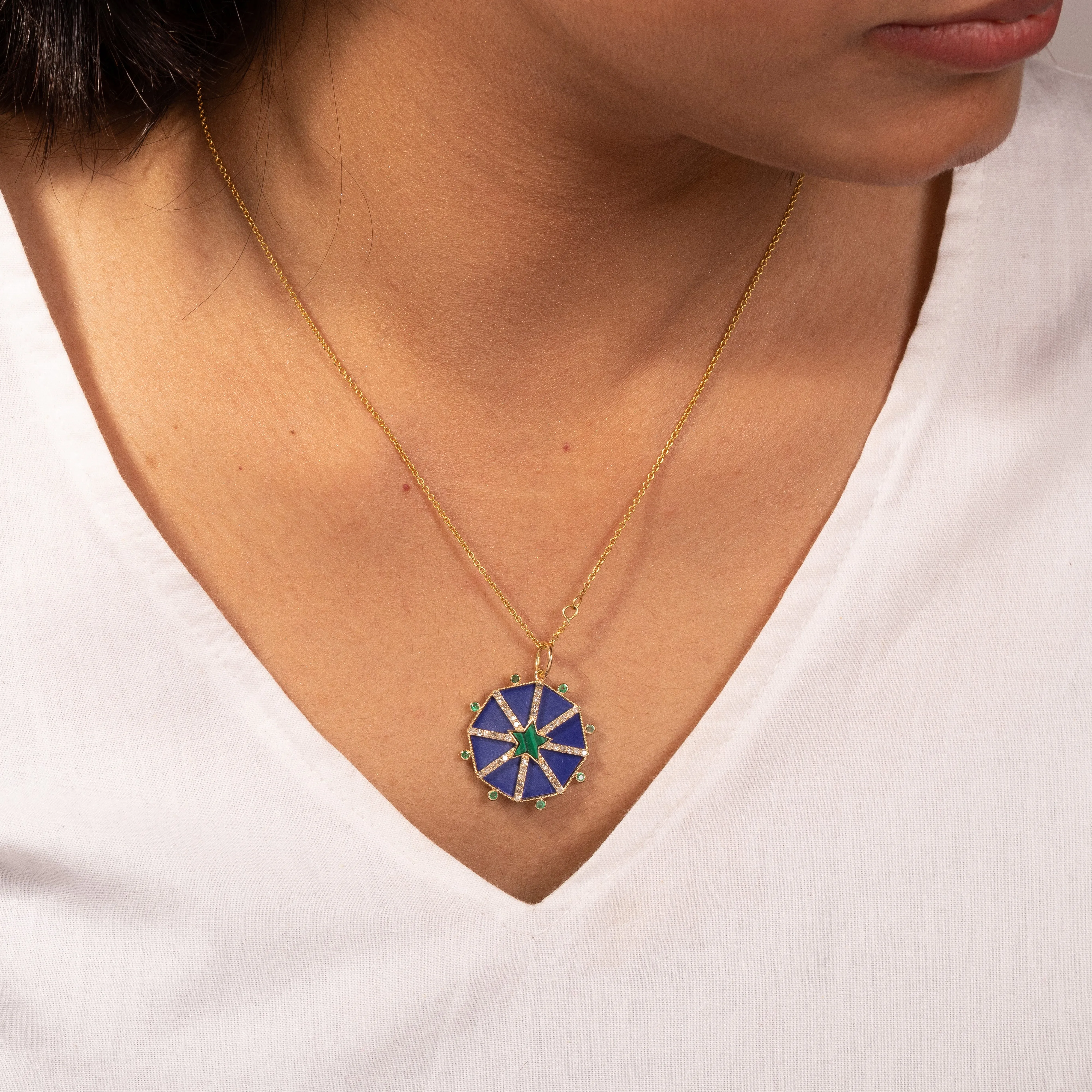 The Blue Heaven Lapis Malachite Star Pendant