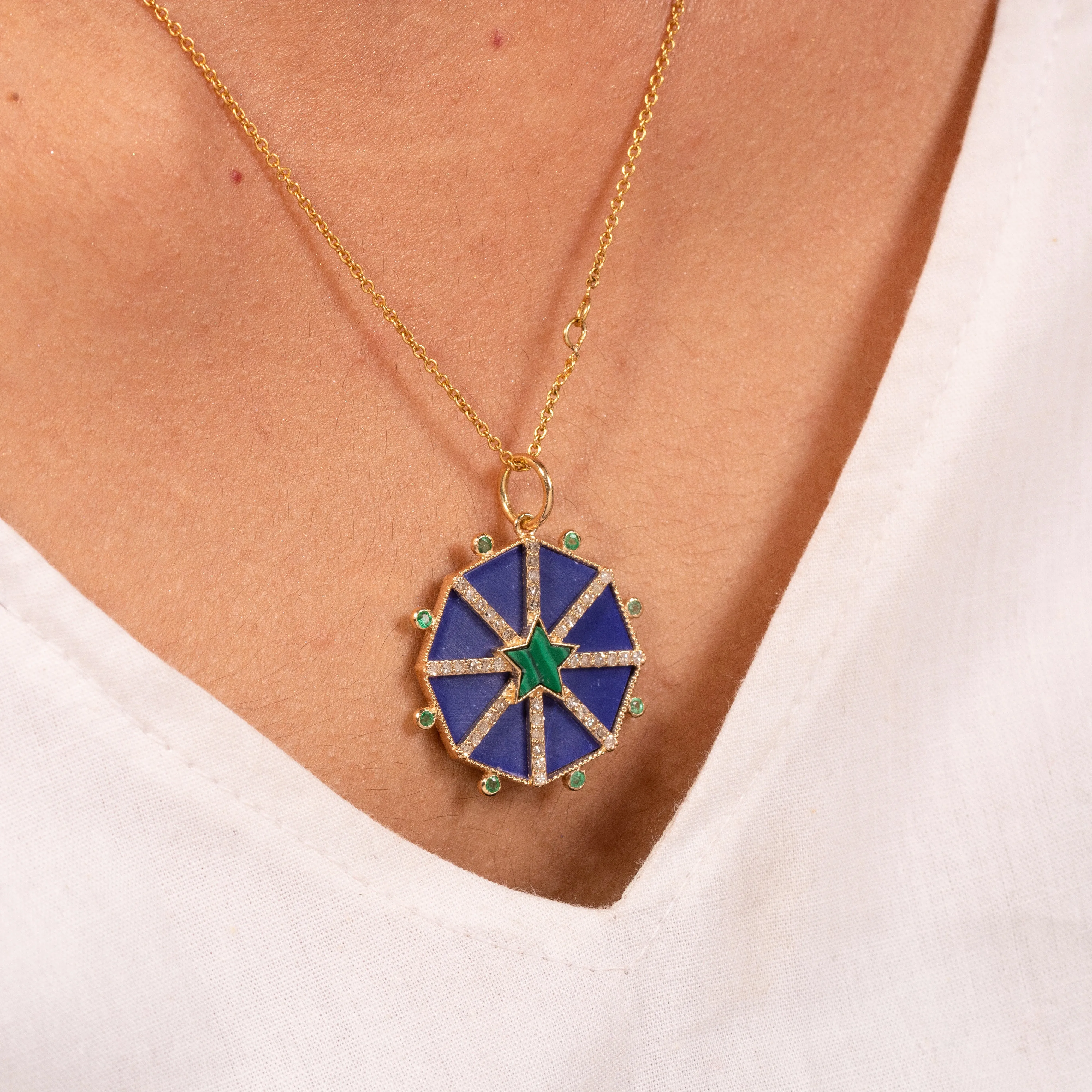 The Blue Heaven Lapis Malachite Star Pendant