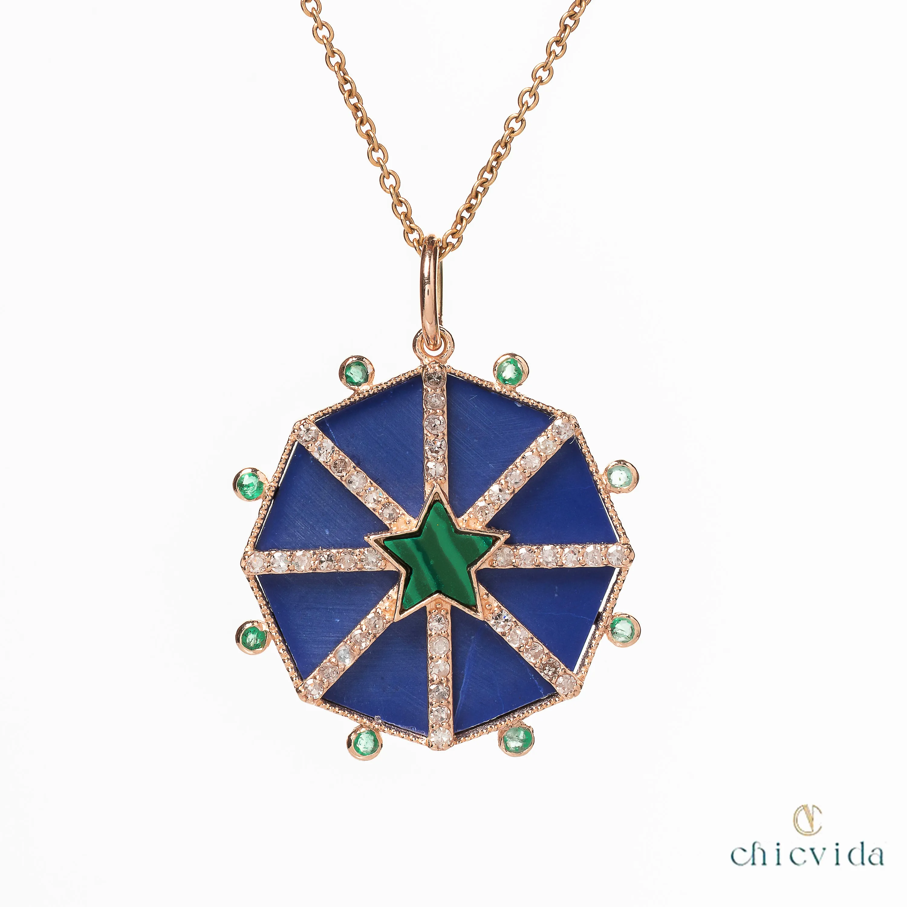 The Blue Heaven Lapis Malachite Star Pendant
