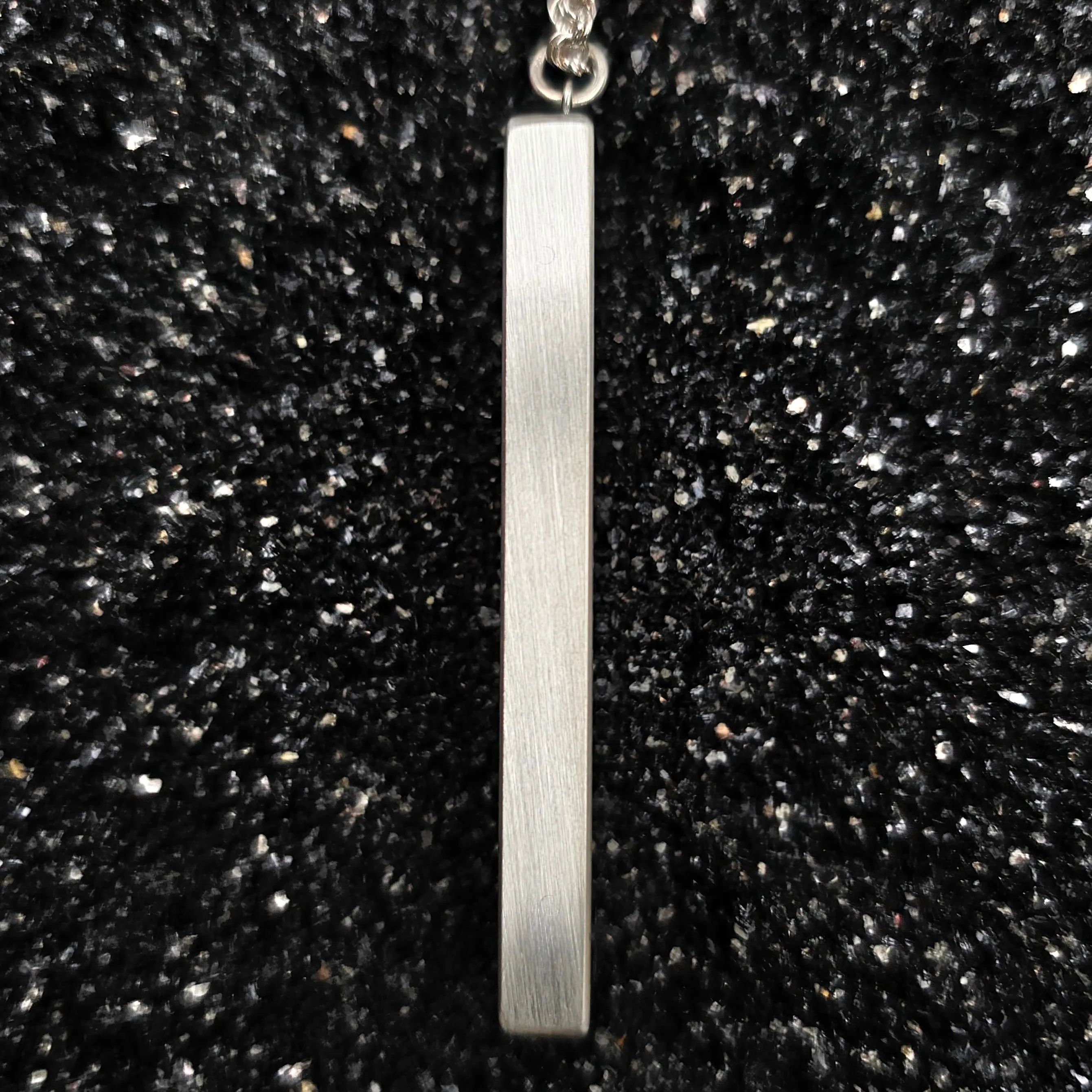 The Fineline Necklace (Fossilized Woolly Mammoth Tooth, Ebony Wood, Silver & Blue Zircon, Set In 14k White Gold)