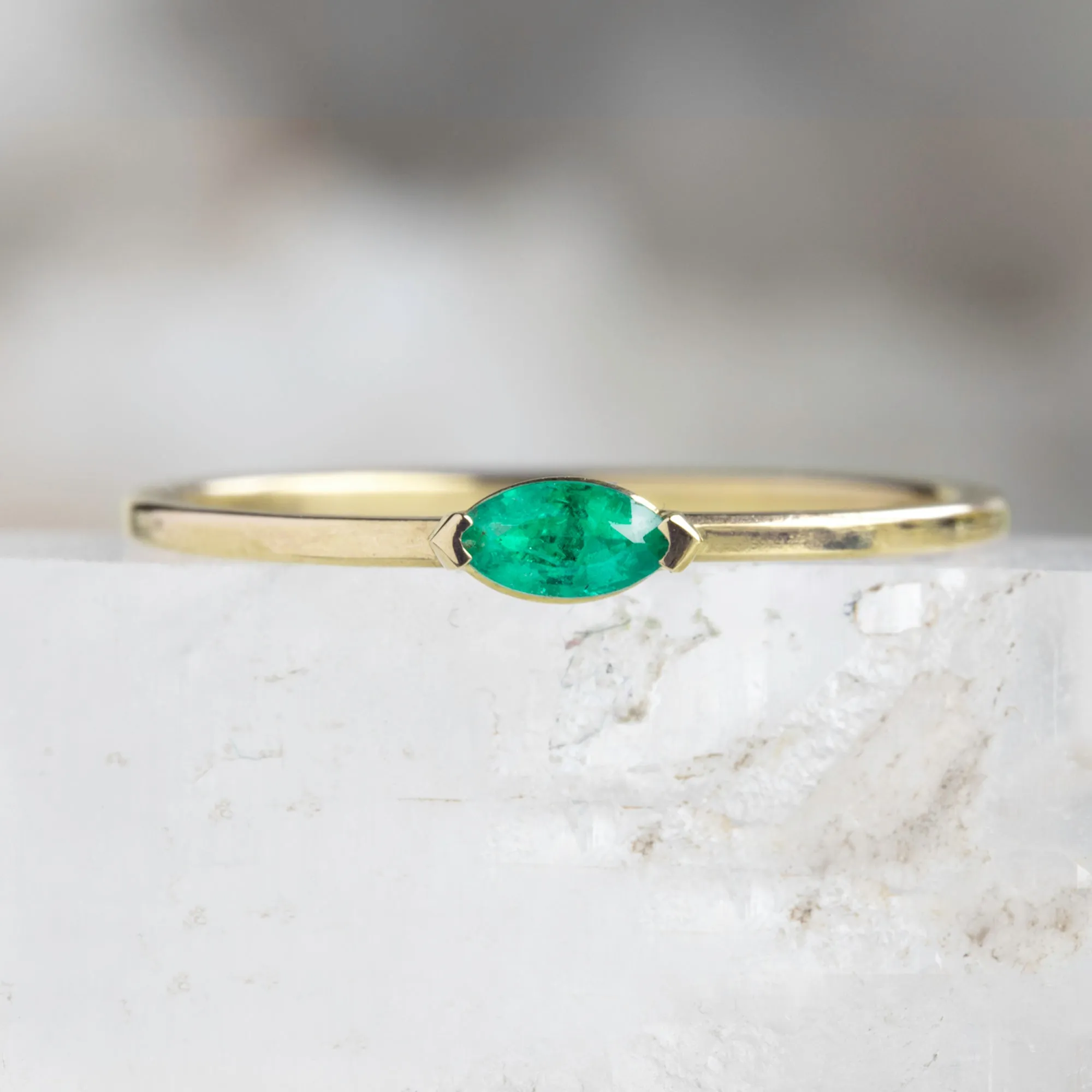 The Teensy Emerald Ring | 14K Yellow Gold