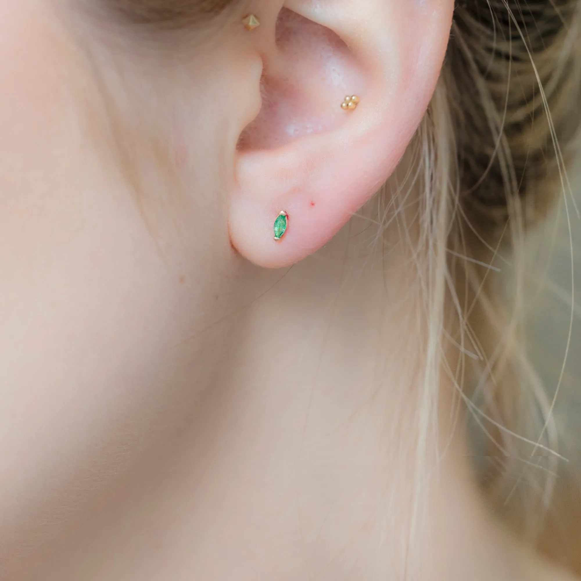 The Teensy Emerald Stud Earrings | 14K Rose Gold