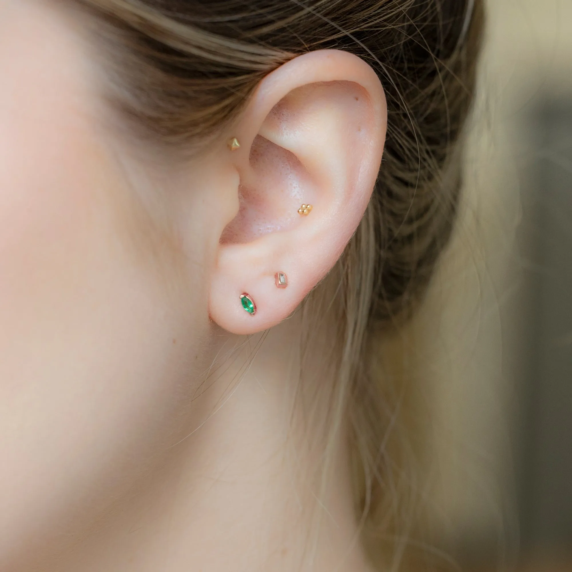 The Teensy Emerald Stud Earrings | 14K Rose Gold