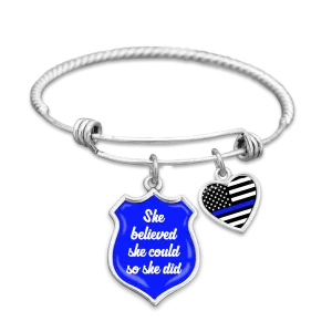 Thin Blue Line She Believed She Could So She Did Charm Bracelet