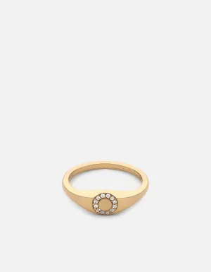 Thin Halo Signet Ring, Gold Vermeil/Sapphire