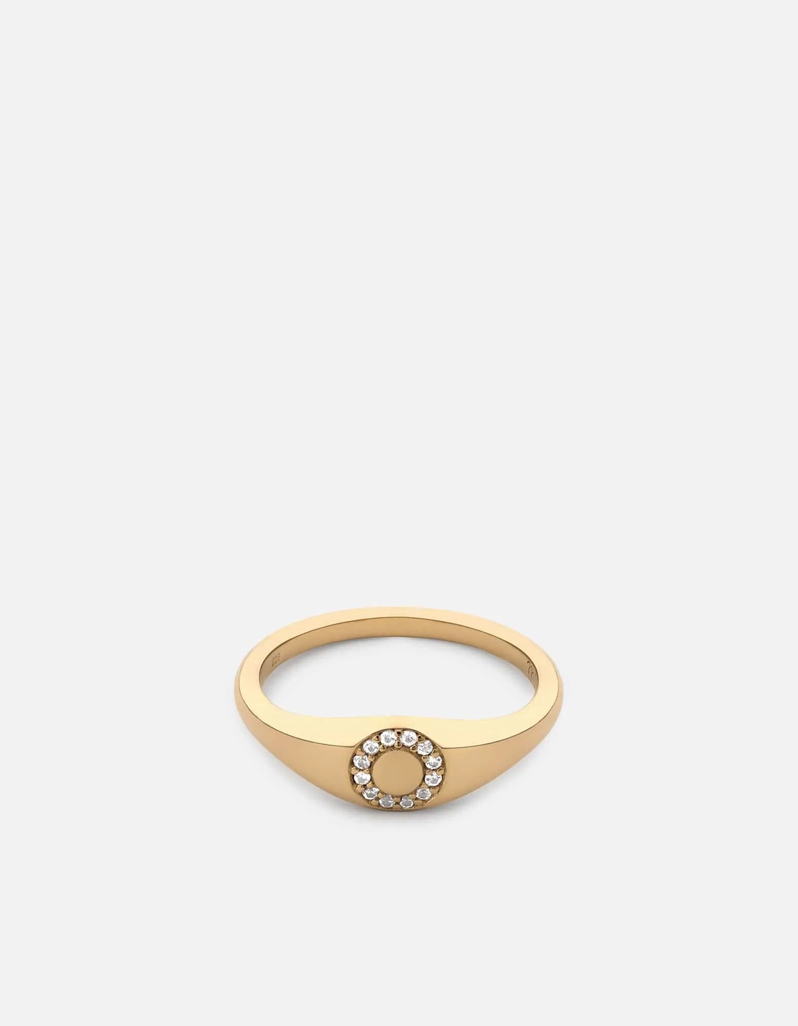 Thin Halo Signet Ring, Gold Vermeil/Sapphire