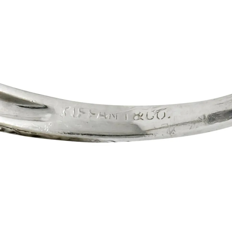 Tiffany & Co. Art Deco Sapphire Diamond 18 Karat White Gold Dinner Ring