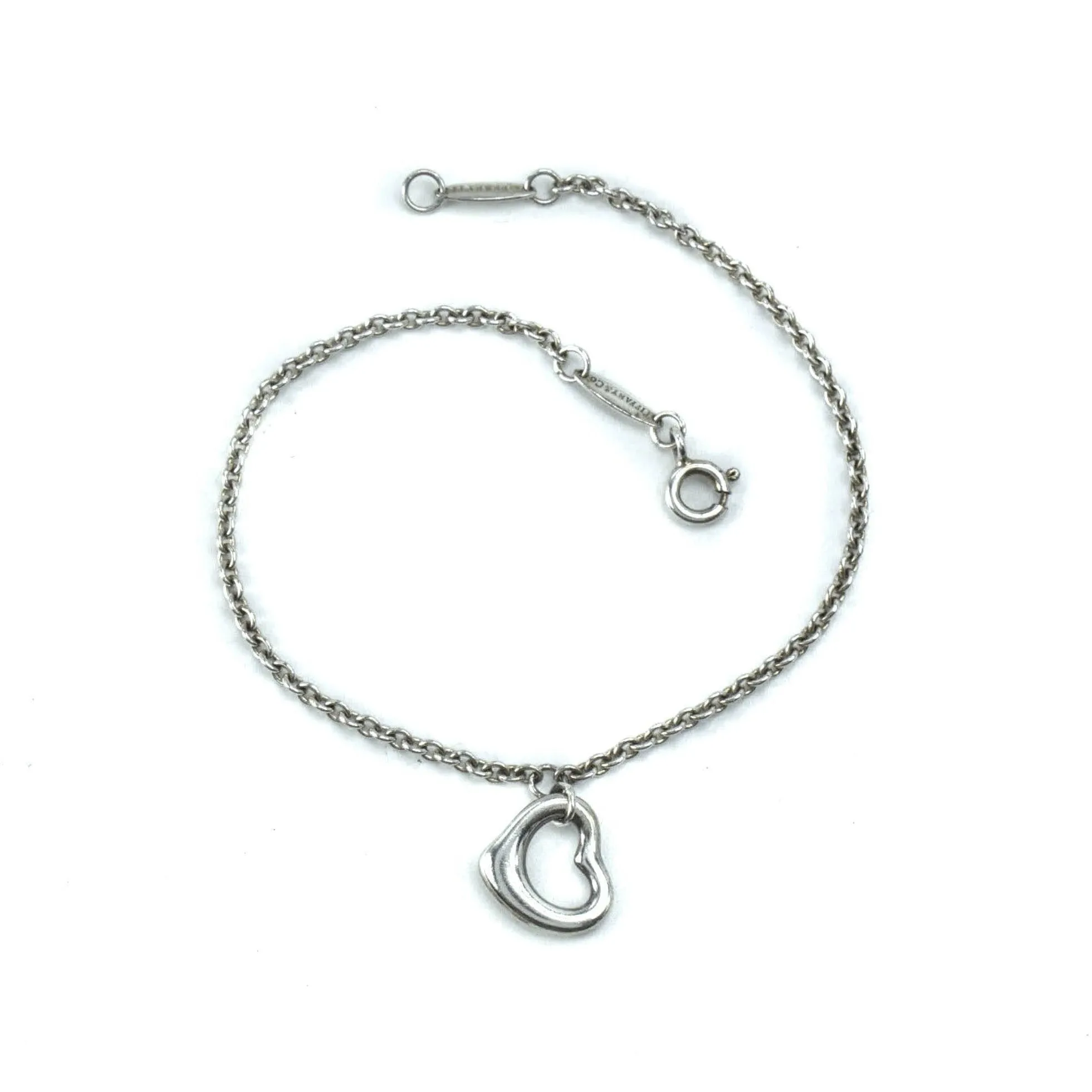 Tiffany & Co Elsa Peretti Open Heart 11mm Sterling Silver Bracelet - 17cm