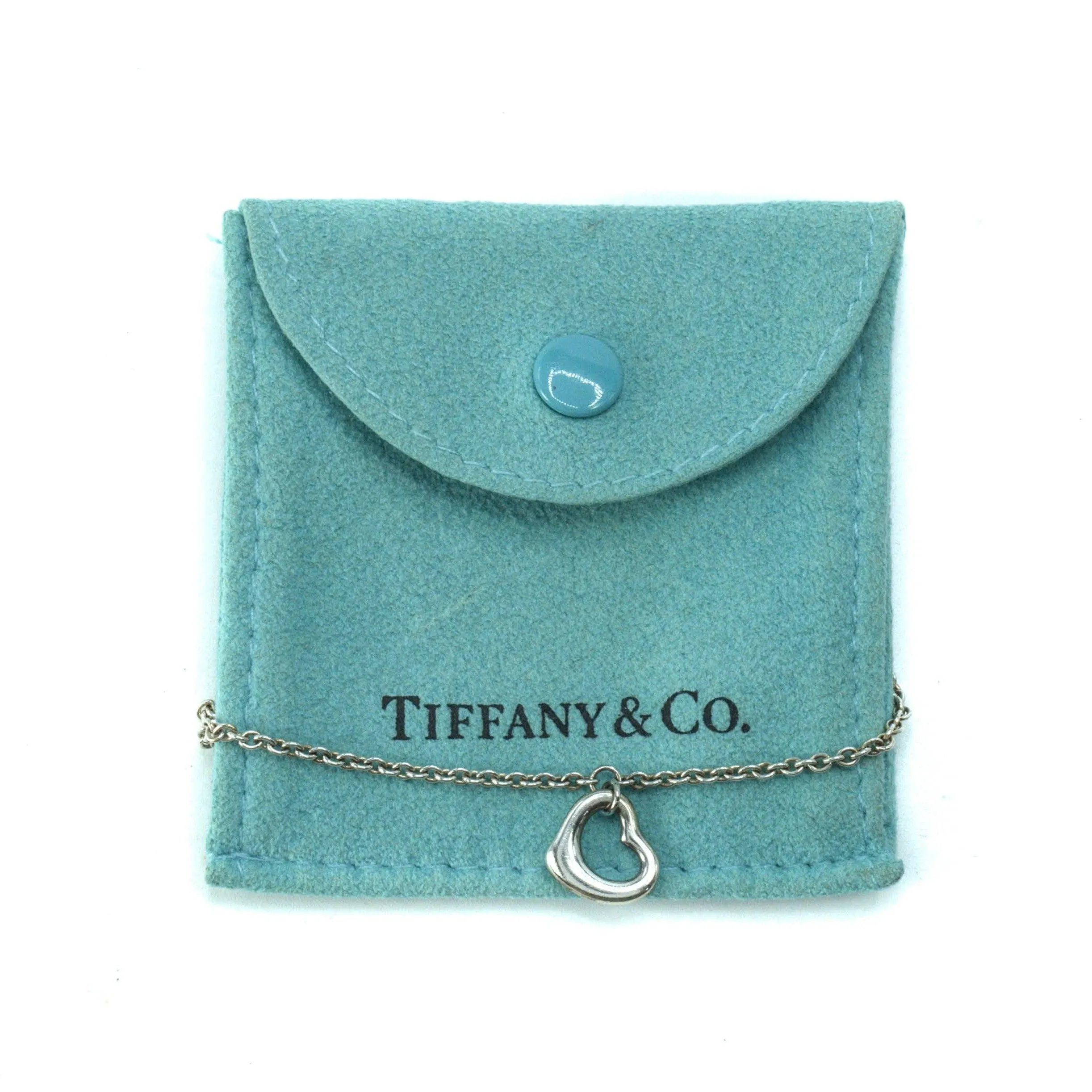 Tiffany & Co Elsa Peretti Open Heart 11mm Sterling Silver Bracelet - 17cm