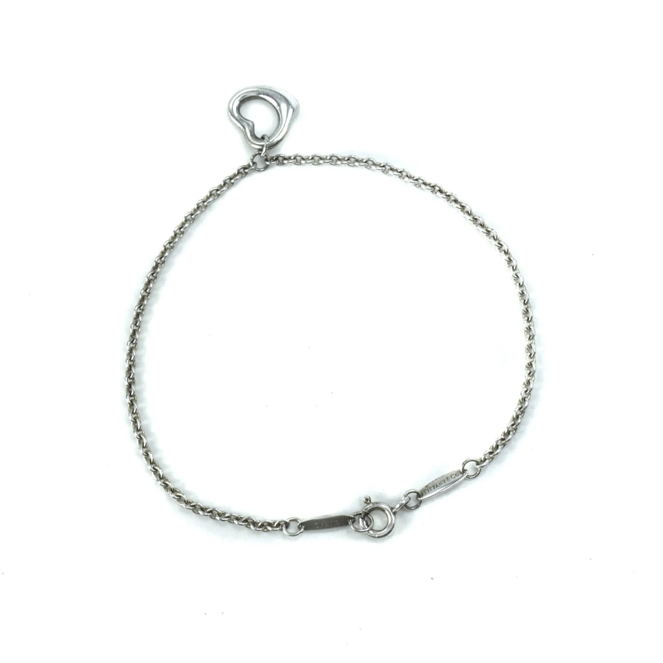 Tiffany & Co Elsa Peretti Open Heart 11mm Sterling Silver Bracelet - 17cm