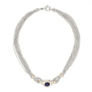 Tiffany & Co Lapis Lazuli Necklace 16" Multi Strand Sterling Silver 18k Gold