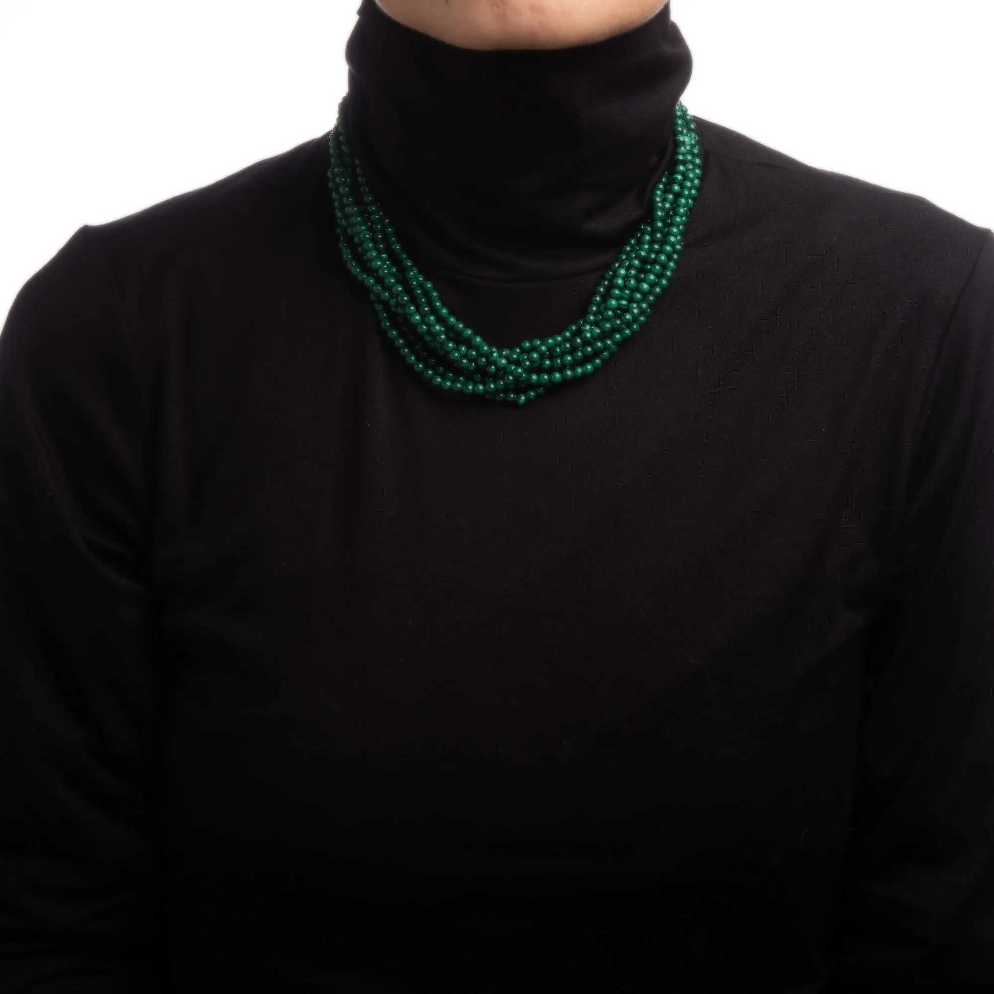 Tiffany & Co Necklace Malachite Multi Strand Torsade Toggle Vintage Fine Jewelry