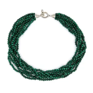 Tiffany & Co Necklace Malachite Multi Strand Torsade Toggle Vintage Fine Jewelry