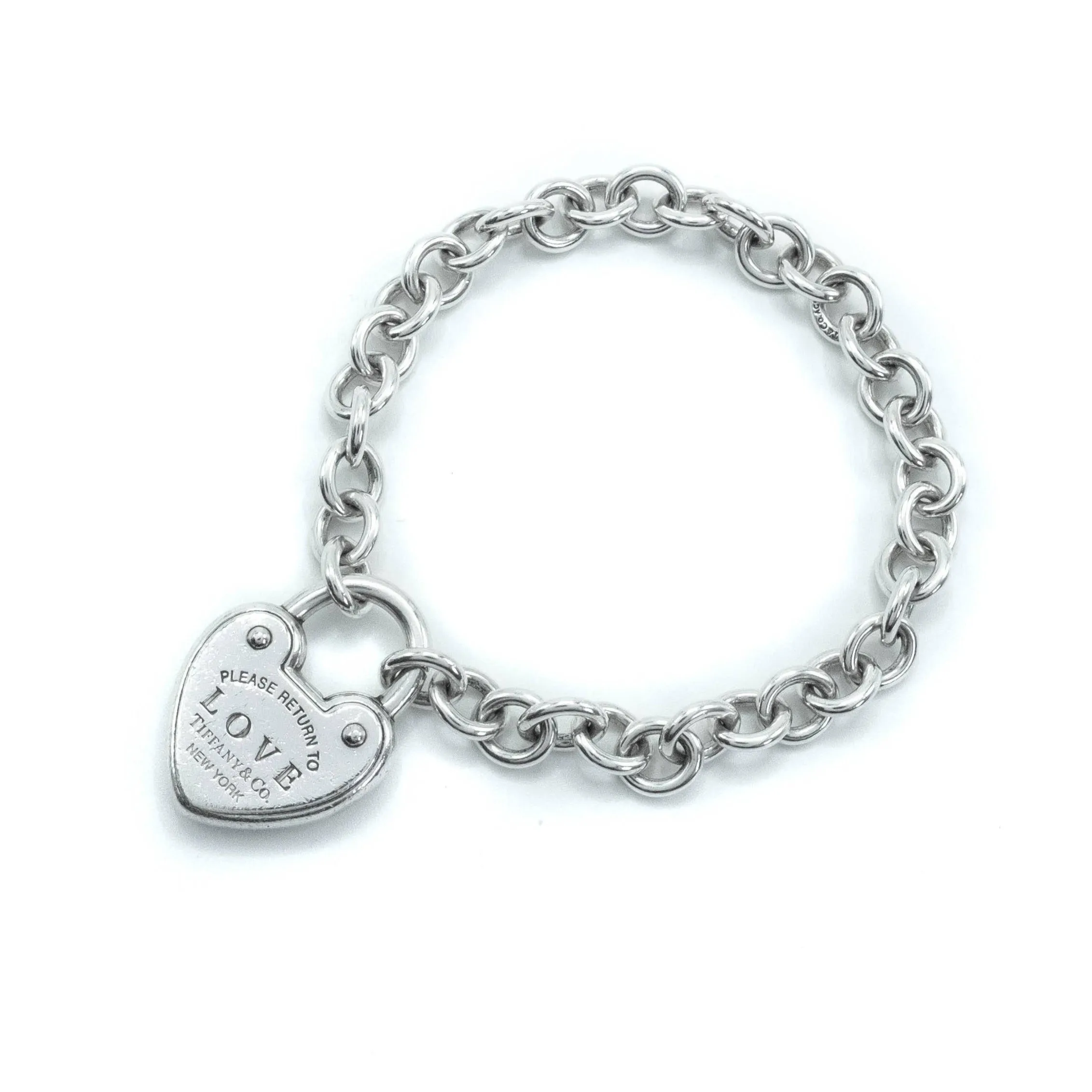 Tiffany & Co Return To Tiffany Love Lock Heart Sterling Silver Bracelet - 18cm
