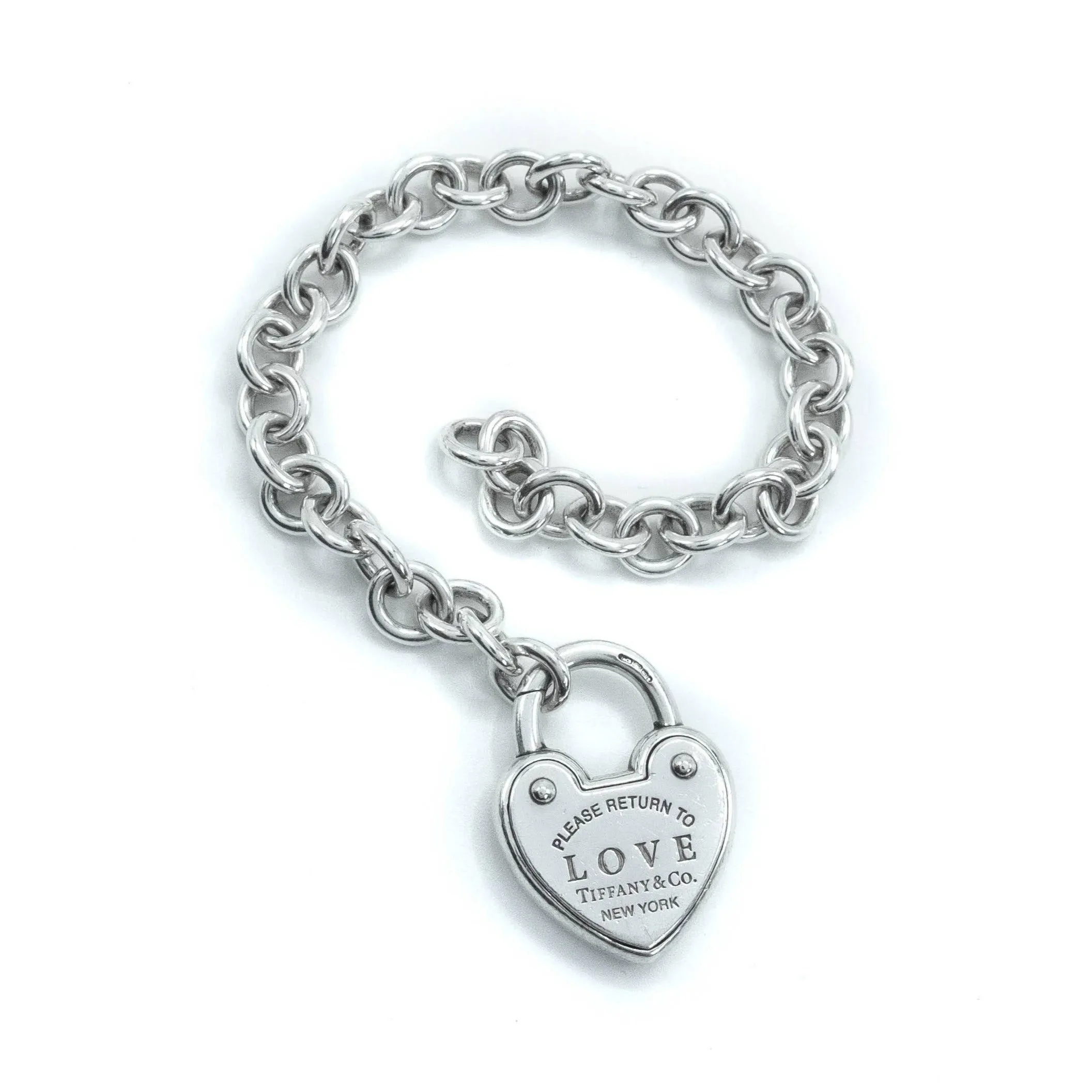 Tiffany & Co Return To Tiffany Love Lock Heart Sterling Silver Bracelet - 18cm