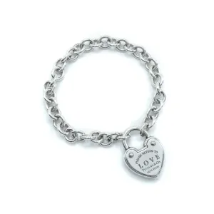 Tiffany & Co Return To Tiffany Love Lock Heart Sterling Silver Bracelet - 18cm