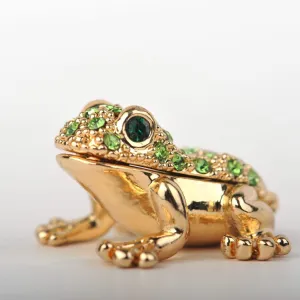 Tiny Gold & Green Sitting Toad