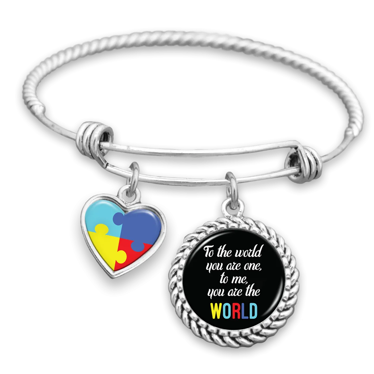 To Me You Are The World Autism Awareness Charm Bracelet