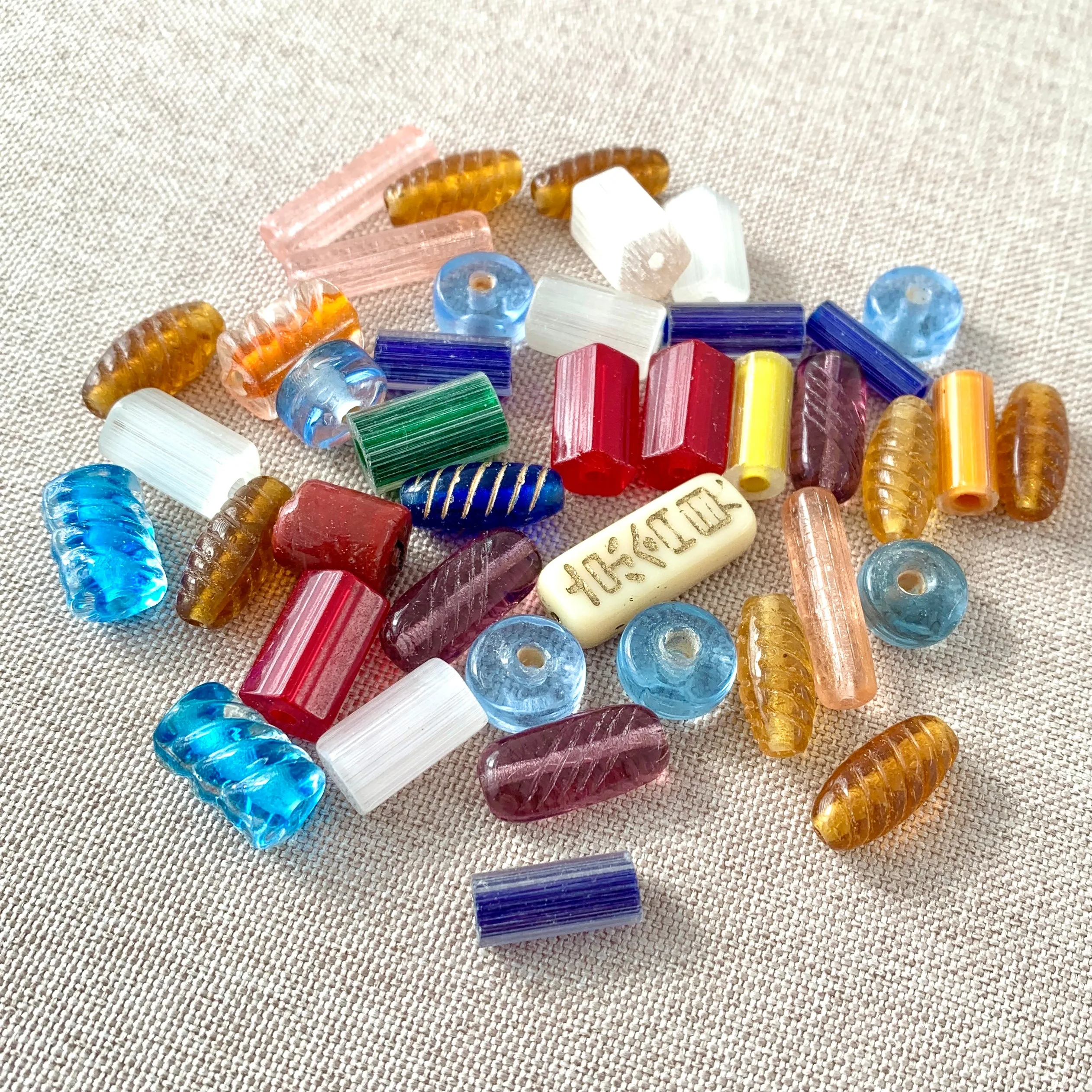 Transparent Glass Beads - Mixed Shapes and Sizes - Package of 41 Beads
