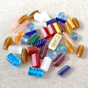 Transparent Glass Beads - Mixed Shapes and Sizes - Package of 41 Beads