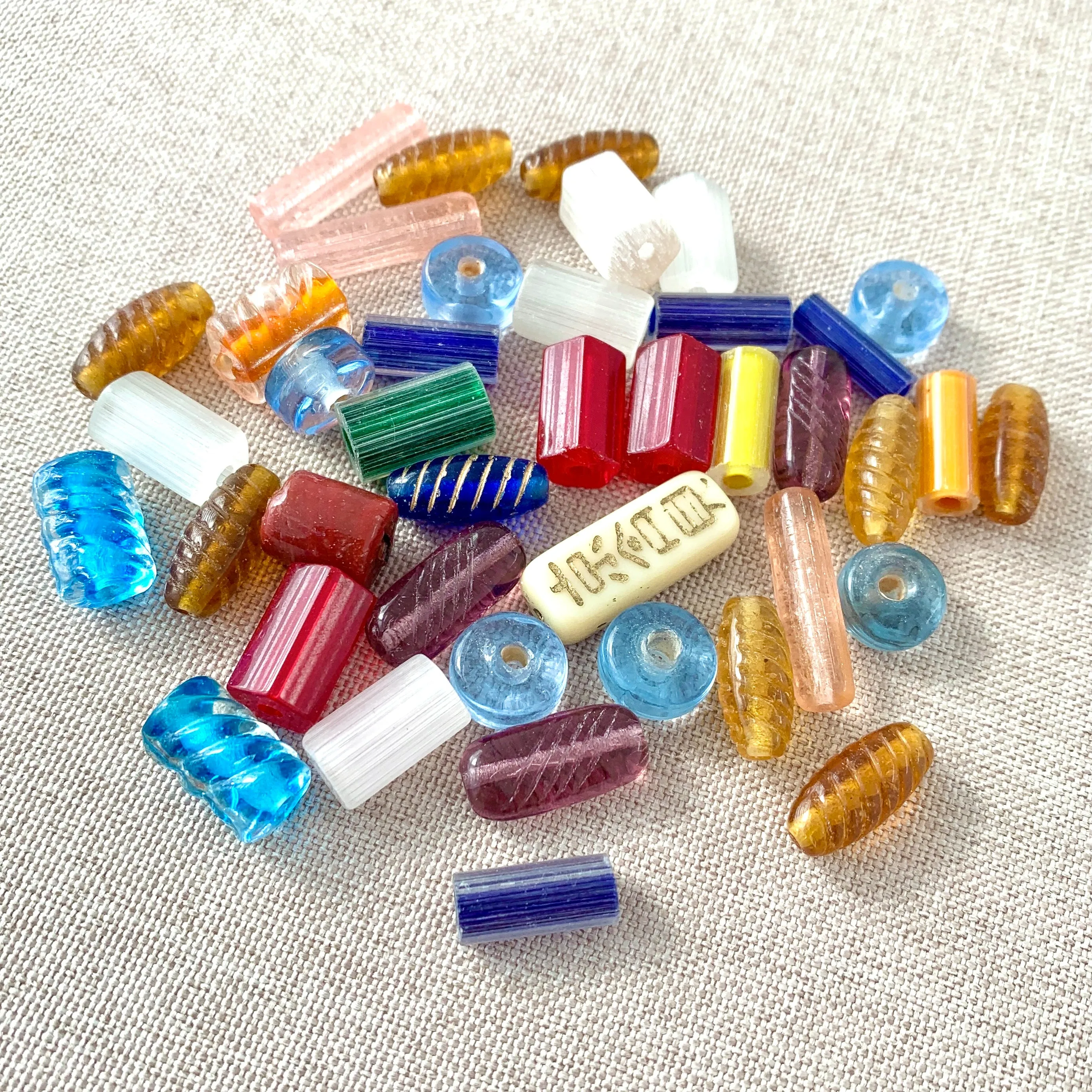 Transparent Glass Beads - Mixed Shapes and Sizes - Package of 41 Beads
