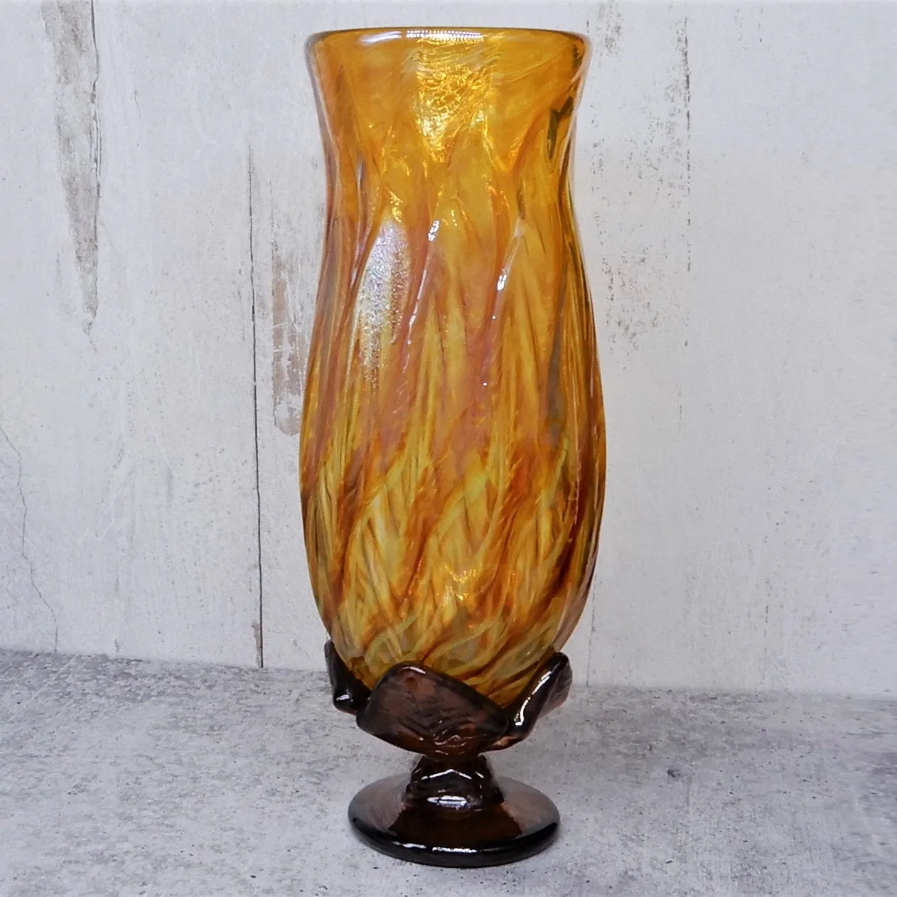 Transparent Gold/Brown Stem Vase
