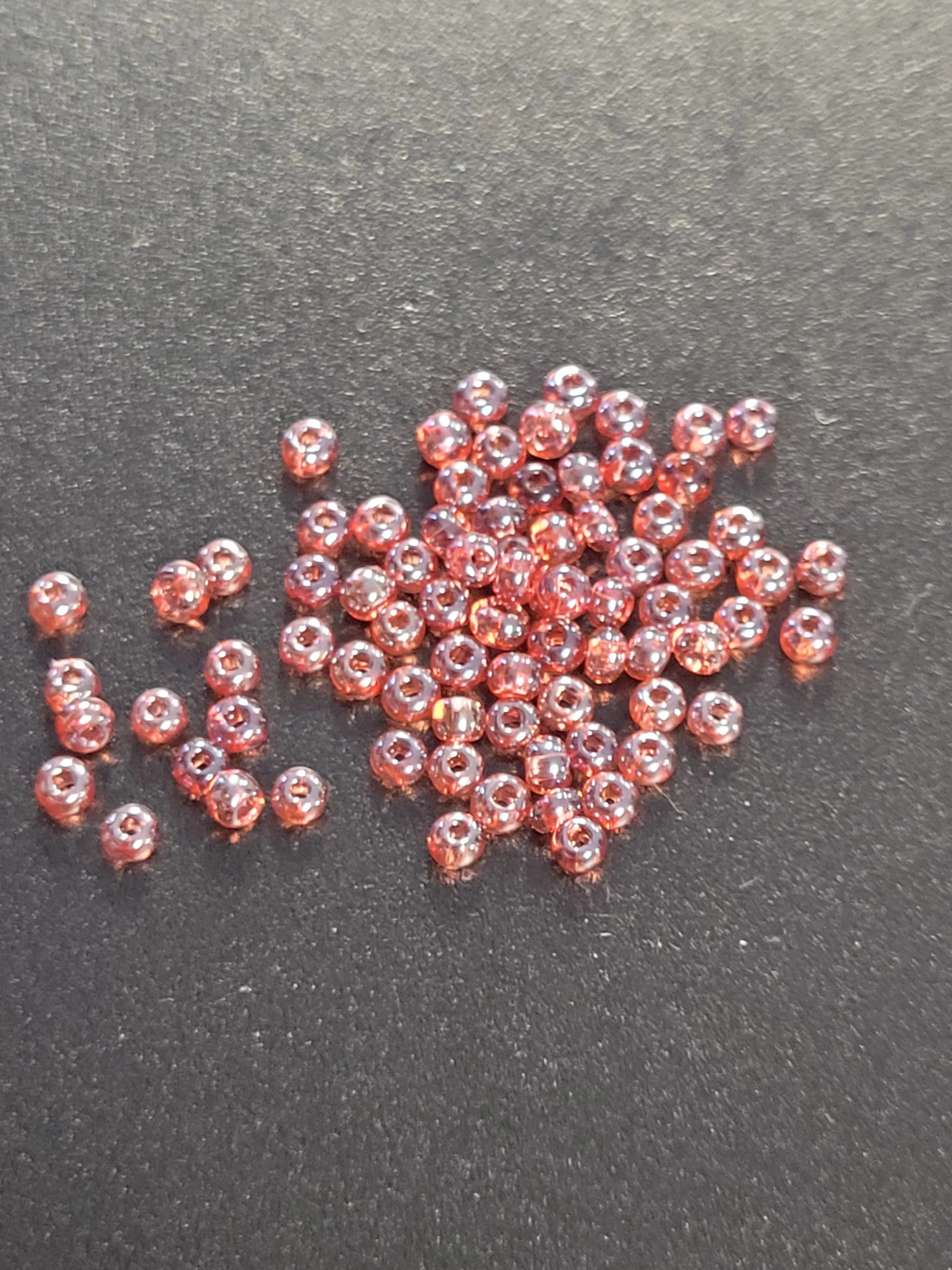Transparent Iridescent Rose Pink  Seedbeads
