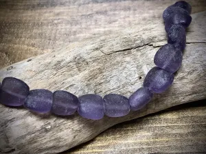 Transparent Purple Lava Rock Pillow Beads Czech Glass Strand
