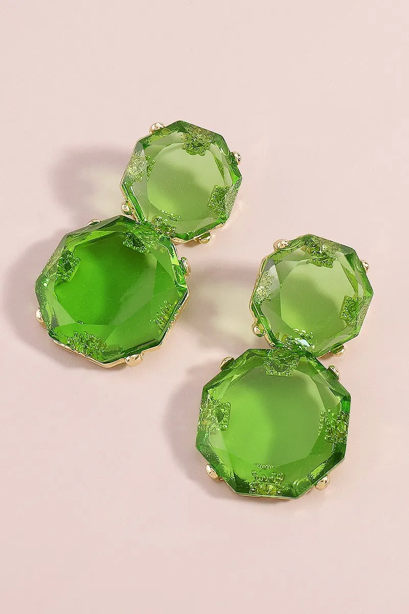 Transparent Stone Drop Earrings