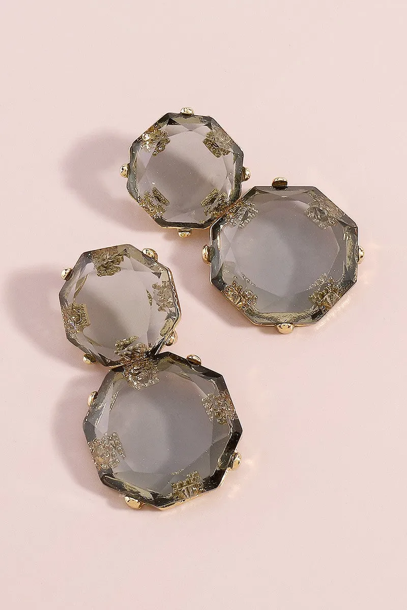 Transparent Stone Drop Earrings