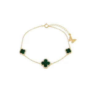 Triple Graduated Pave Outline Colored Stone Clover Bracelet