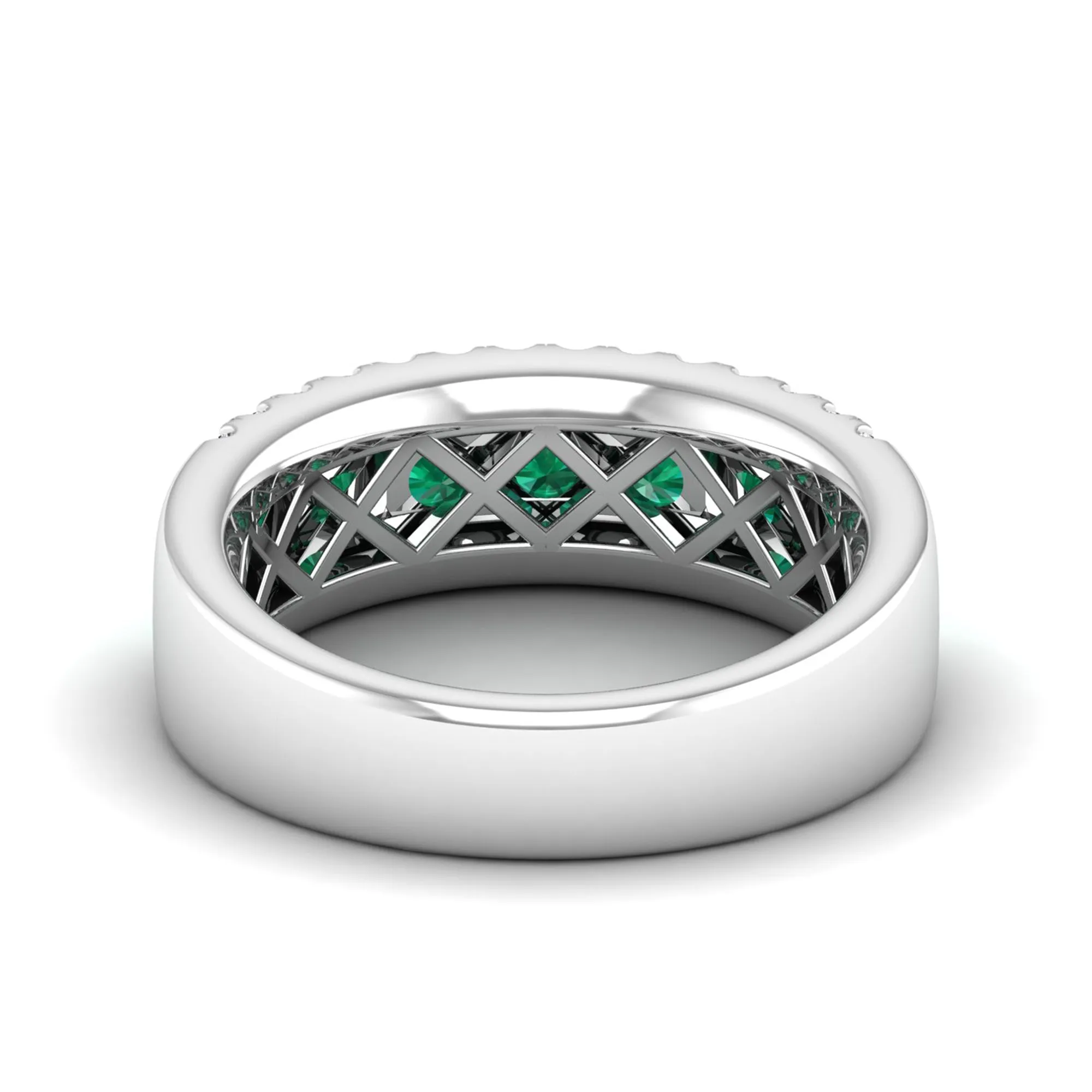 Triple Row Emerald and Diamond Ring