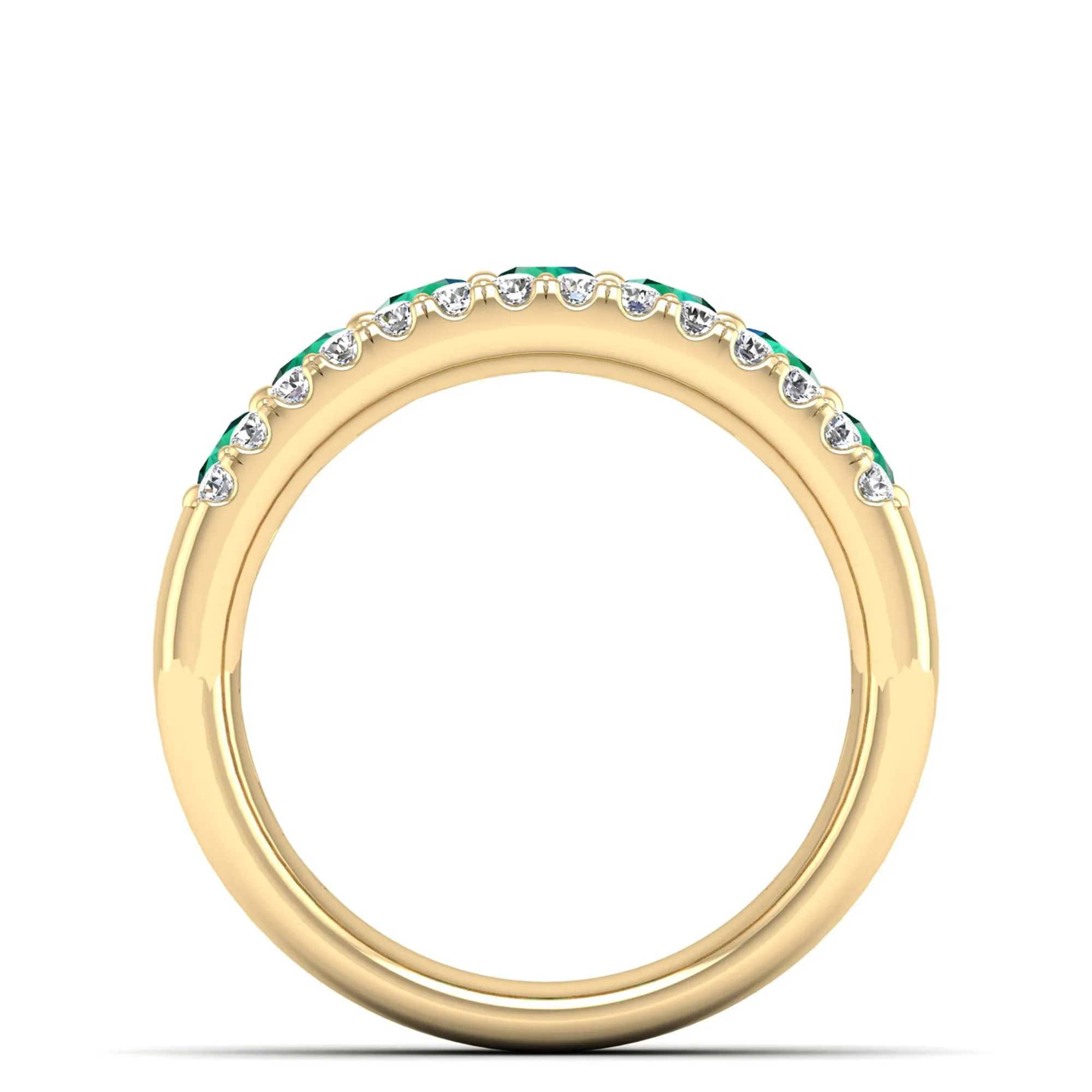 Triple Row Emerald and Diamond Ring