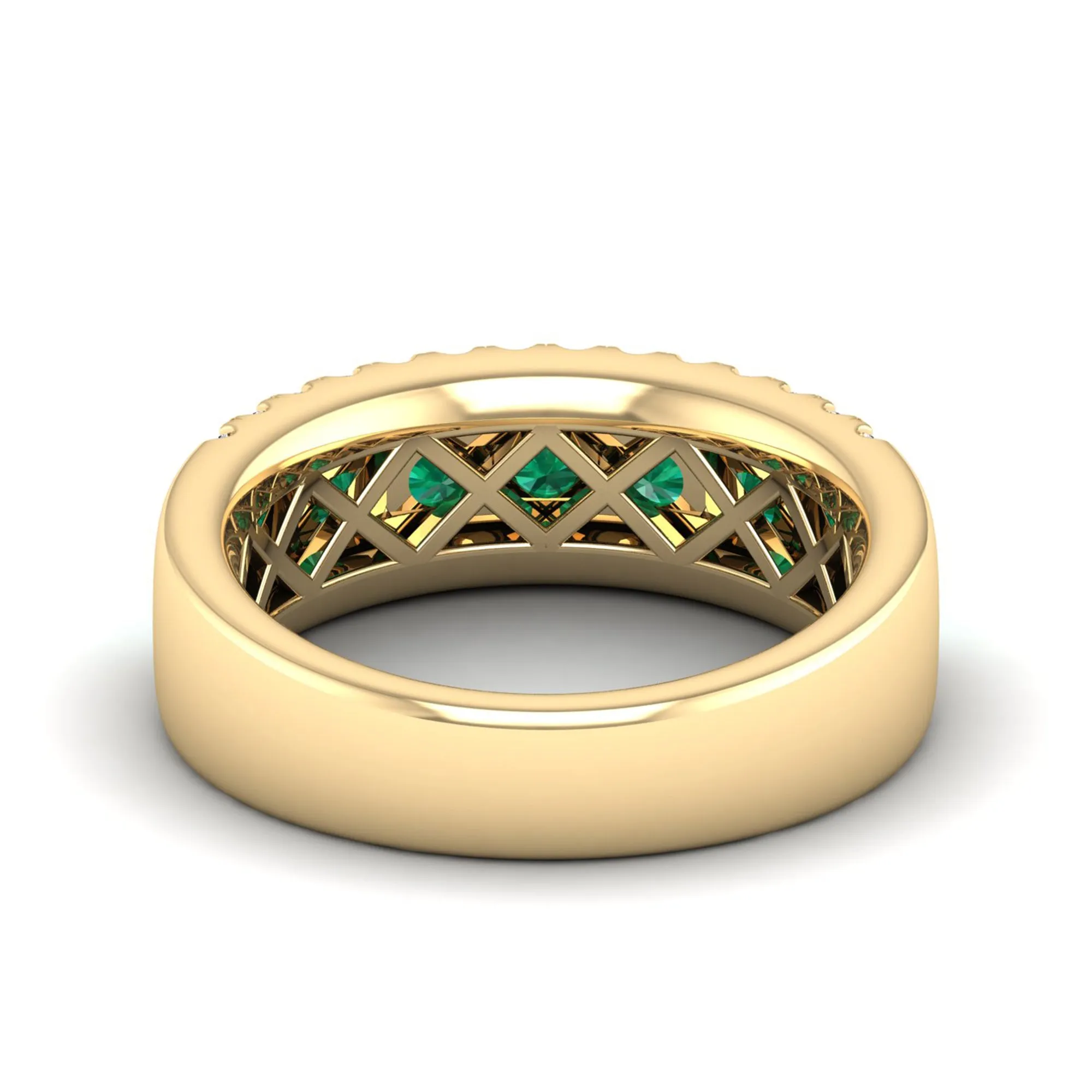 Triple Row Emerald and Diamond Ring