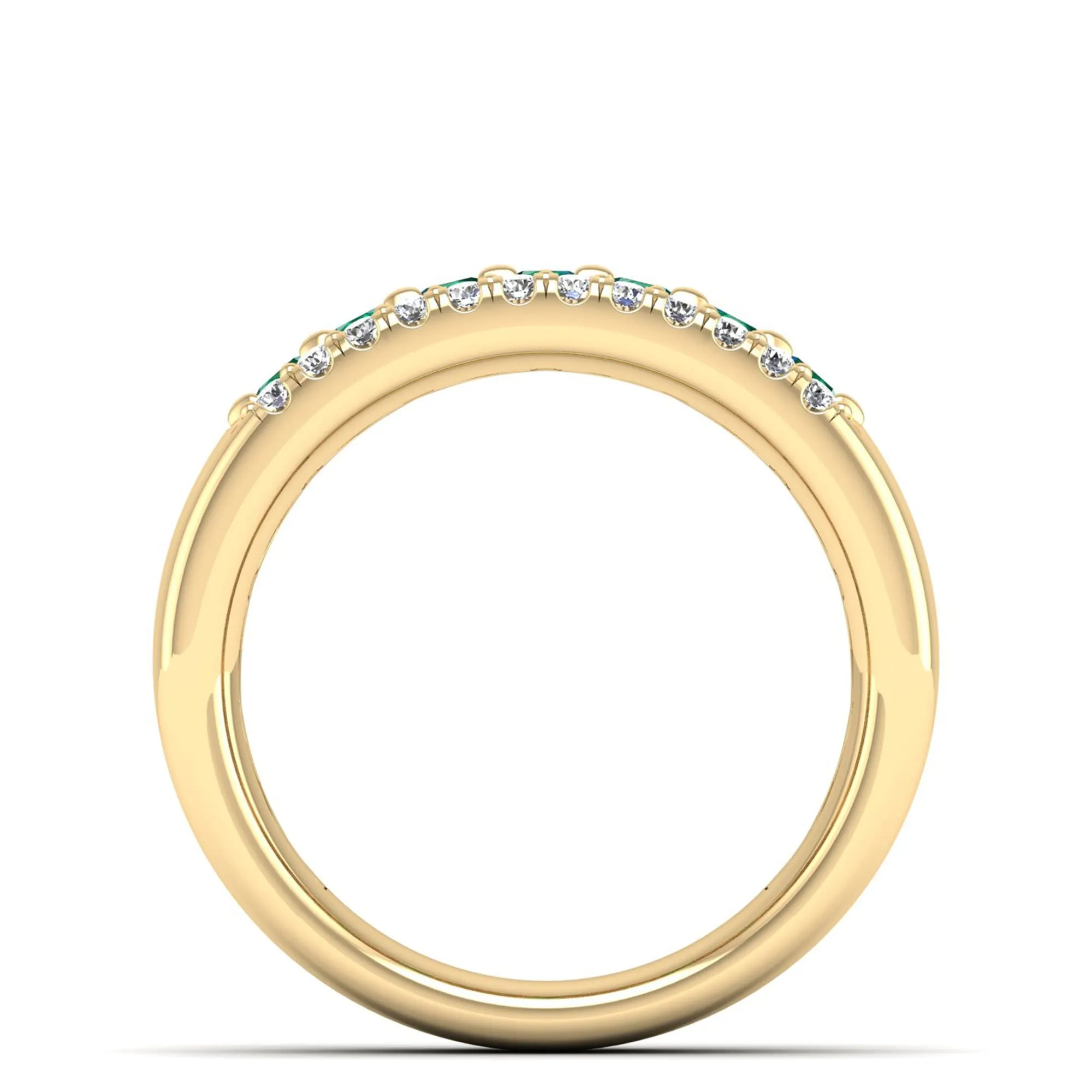 Triple Row Emerald and Diamond Ring