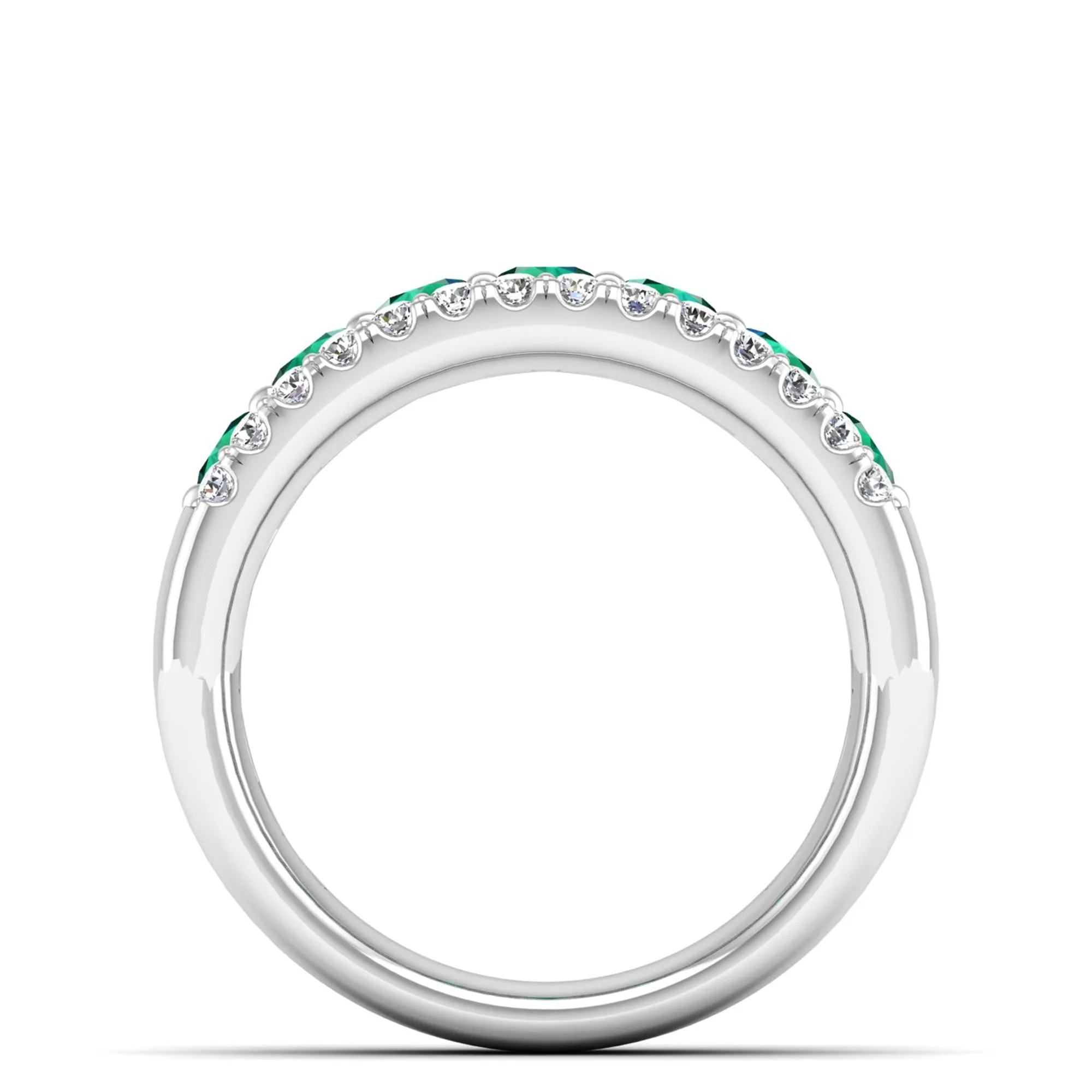 Triple Row Emerald and Diamond Ring