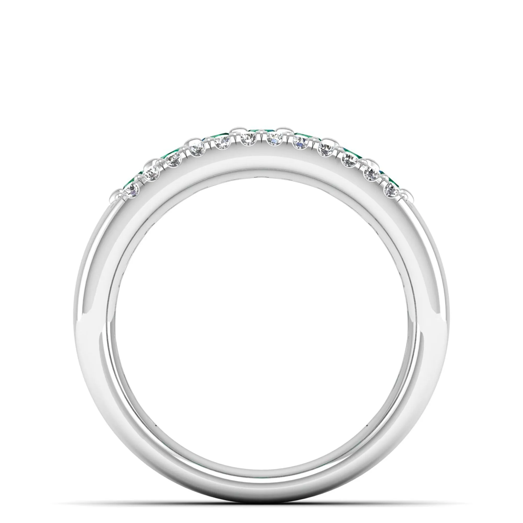 Triple Row Emerald and Diamond Ring