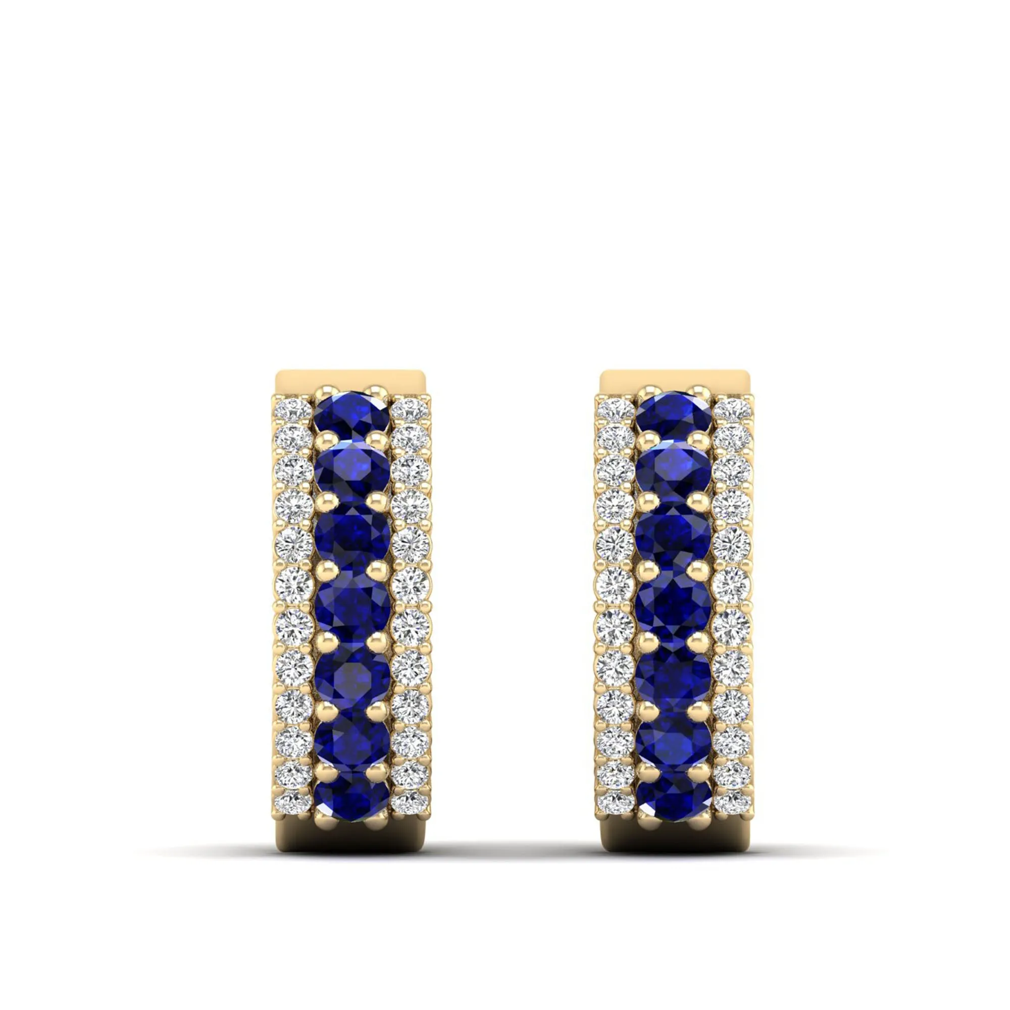 Tripple Row Sapphire and Diamond Hoops