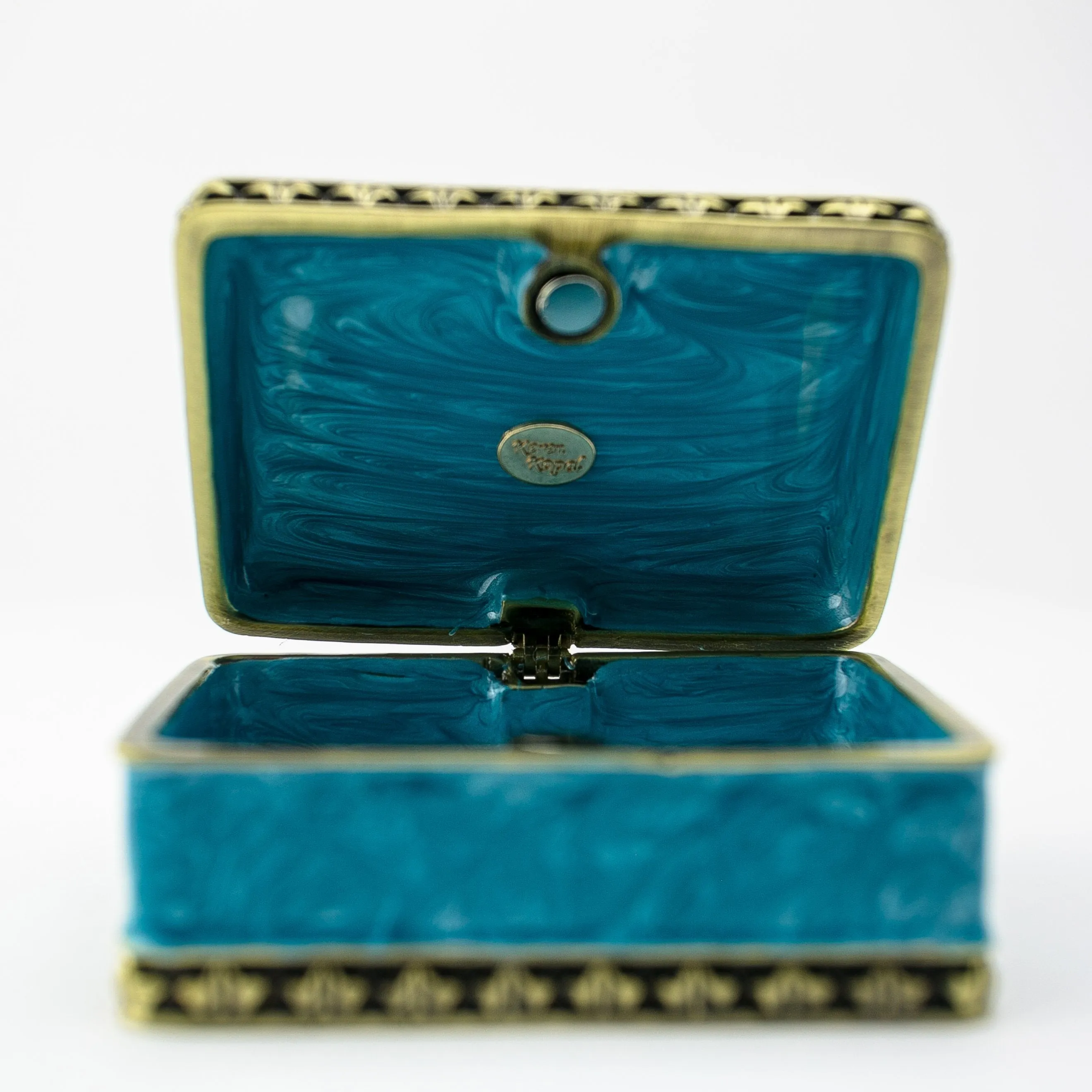 Turquoise Decorated Trinket Box with Horses