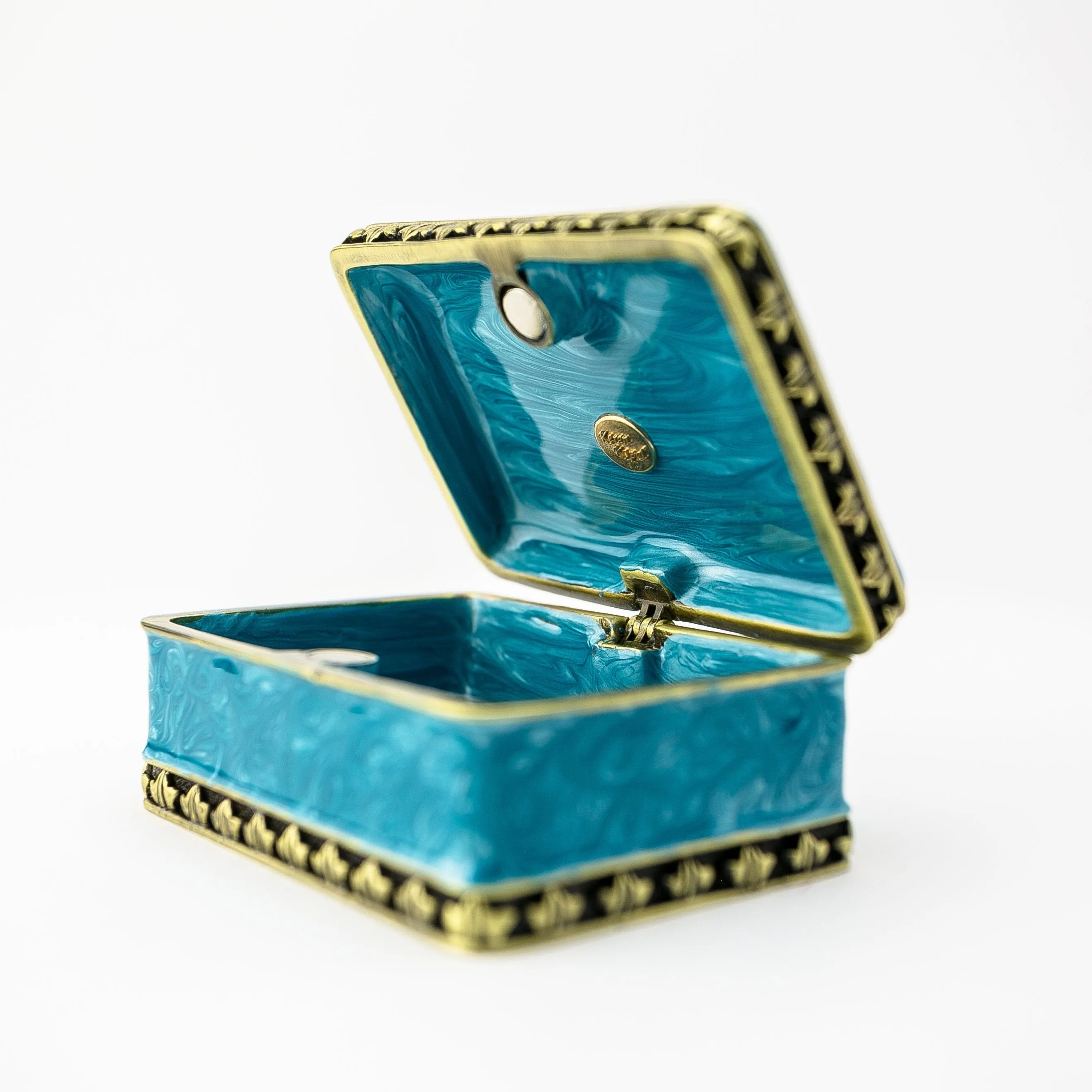 Turquoise Decorated Trinket Box with Horses
