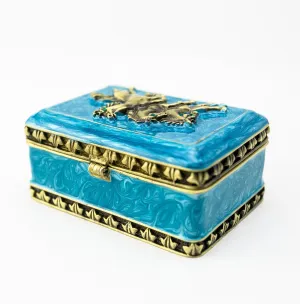 Turquoise Decorated Trinket Box with Horses