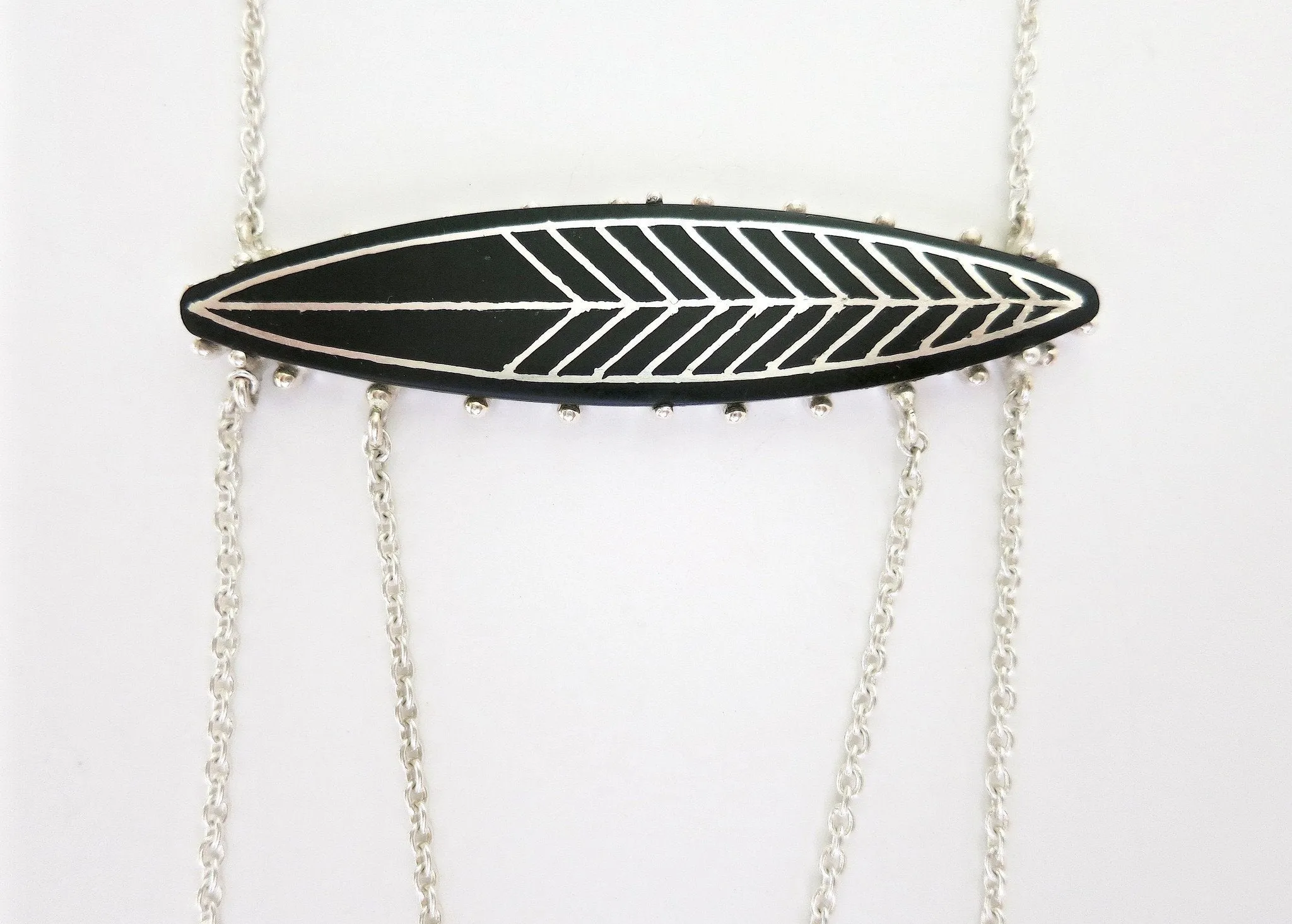 Unique, elegant layered Bidri chain necklace