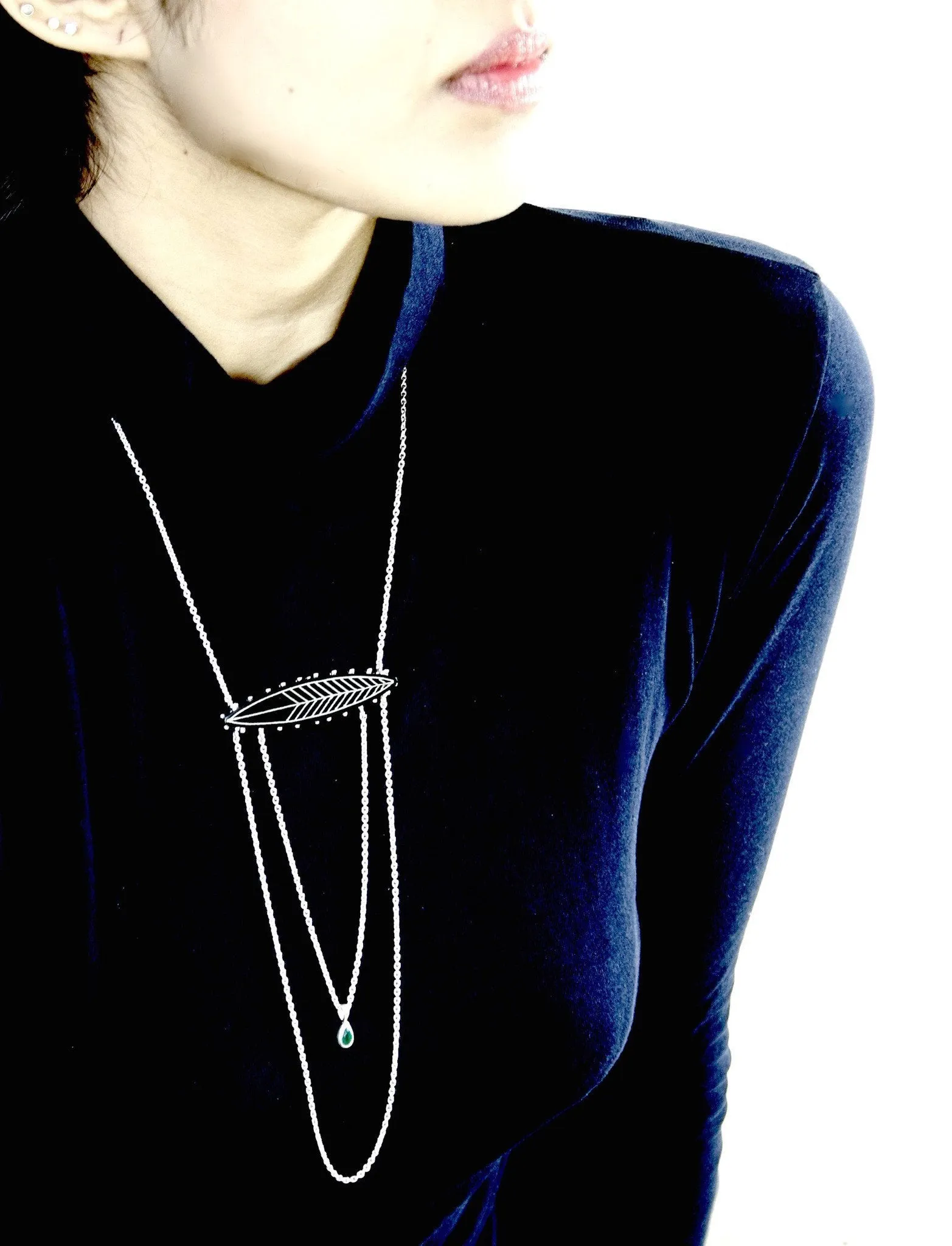 Unique, elegant layered Bidri chain necklace