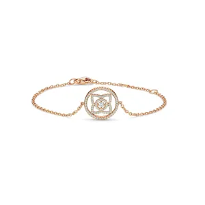 Unique Vintage Cluster Moissanite Diamond White Gold Elegant Delicate Chain & Link Bracelet Engagement Gift For Women Birthday Jewellery