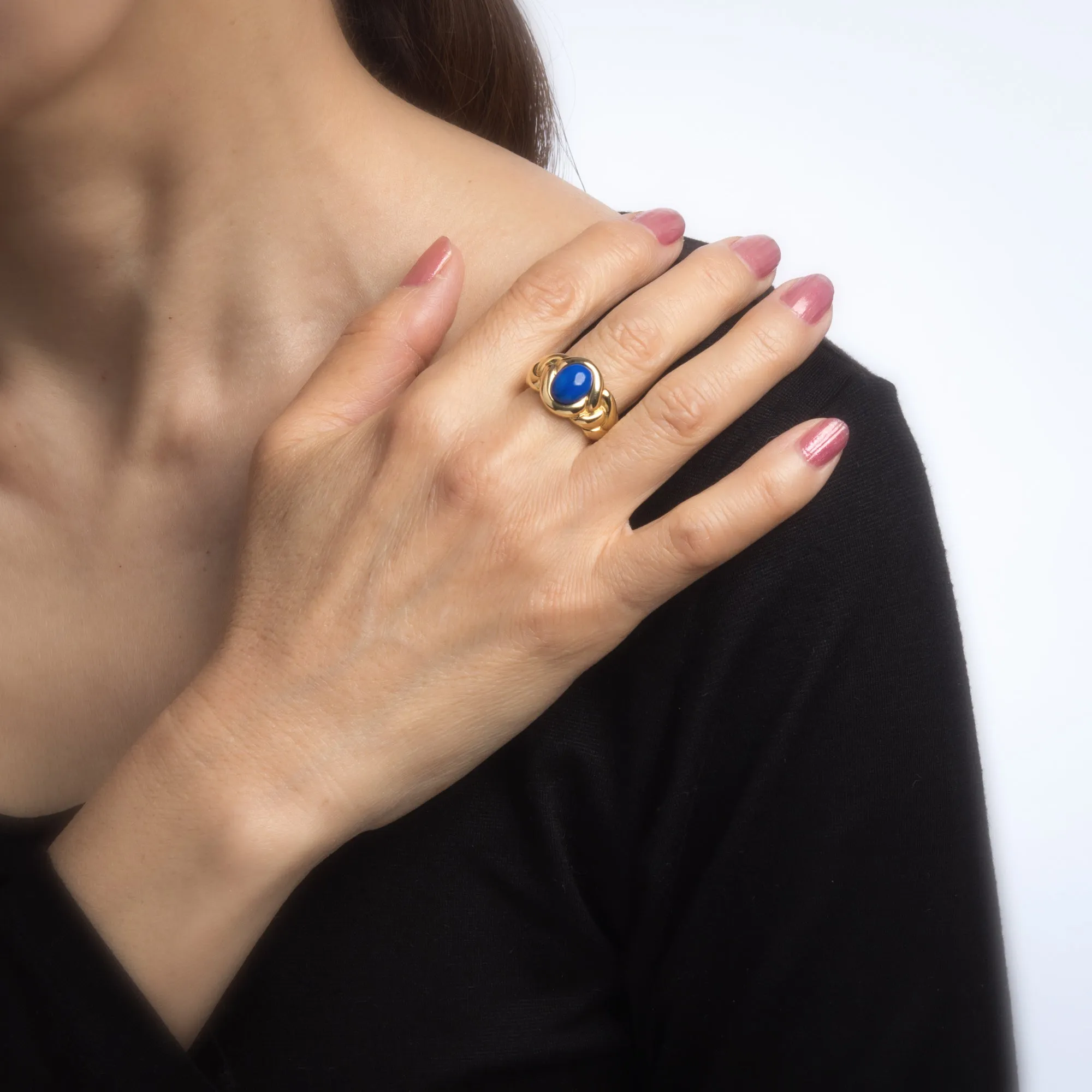 Van Cleef & Arpels Lapis Lazuli Ring Vintage 18k Gold Fine Designer Jewelry