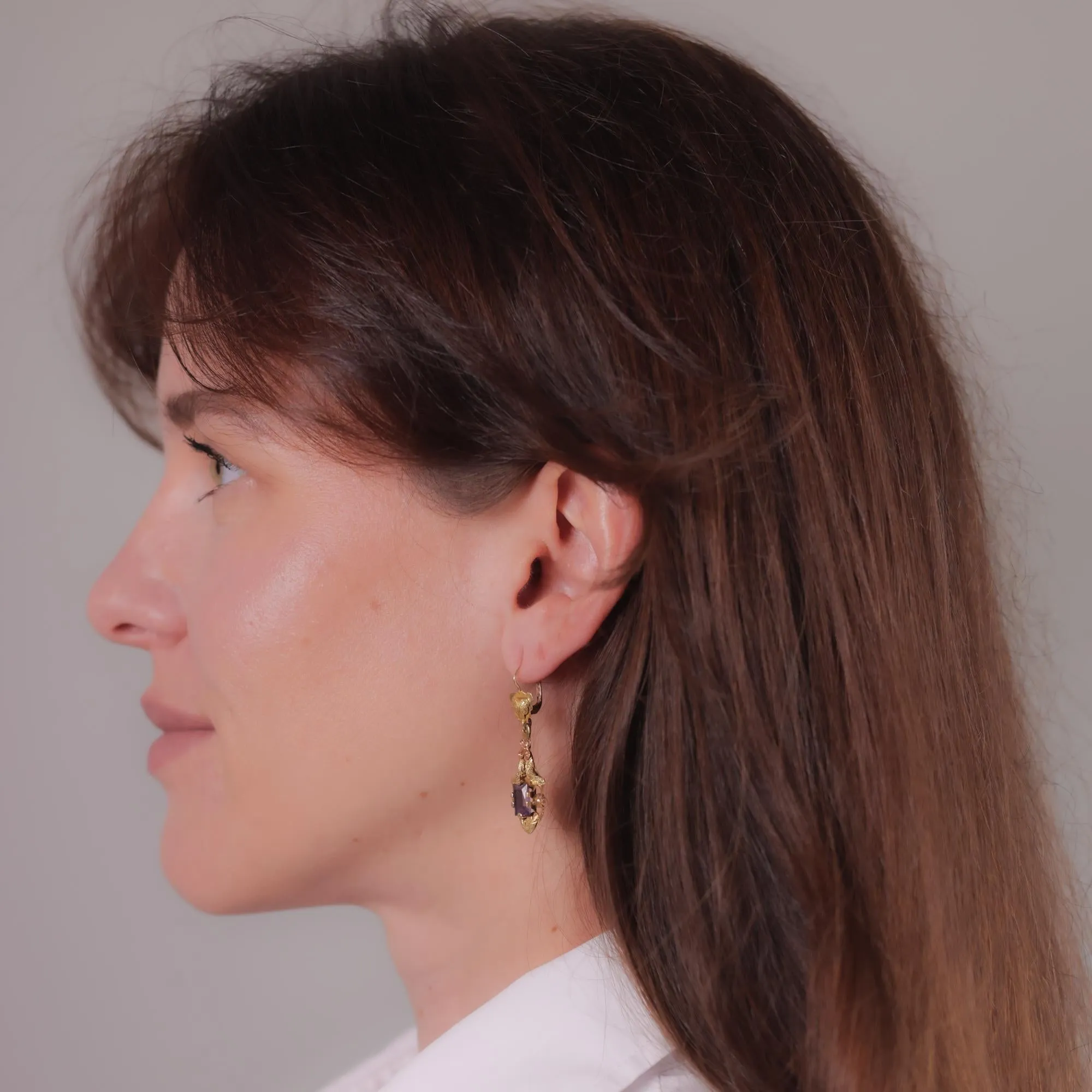 Victorian amethyst 18k yellow gold earrings