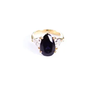Vintage Sapphire Cubic Zirconia Pear Shape Statement Ring